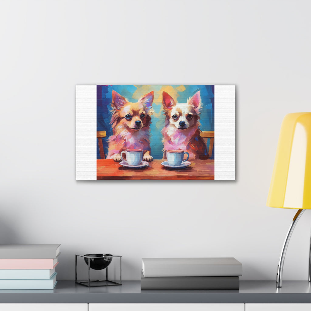Cafe con Chihuahua Canvas Stretched, 0.75"