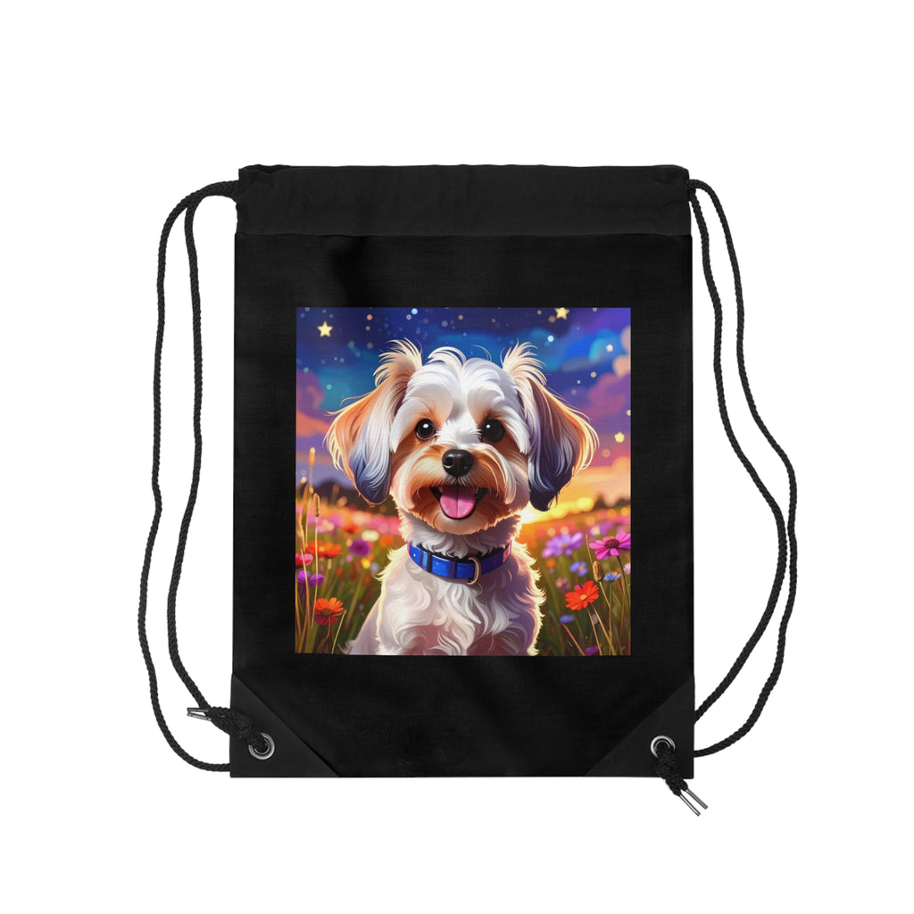Yorkie Stary Night Drawstring Bag