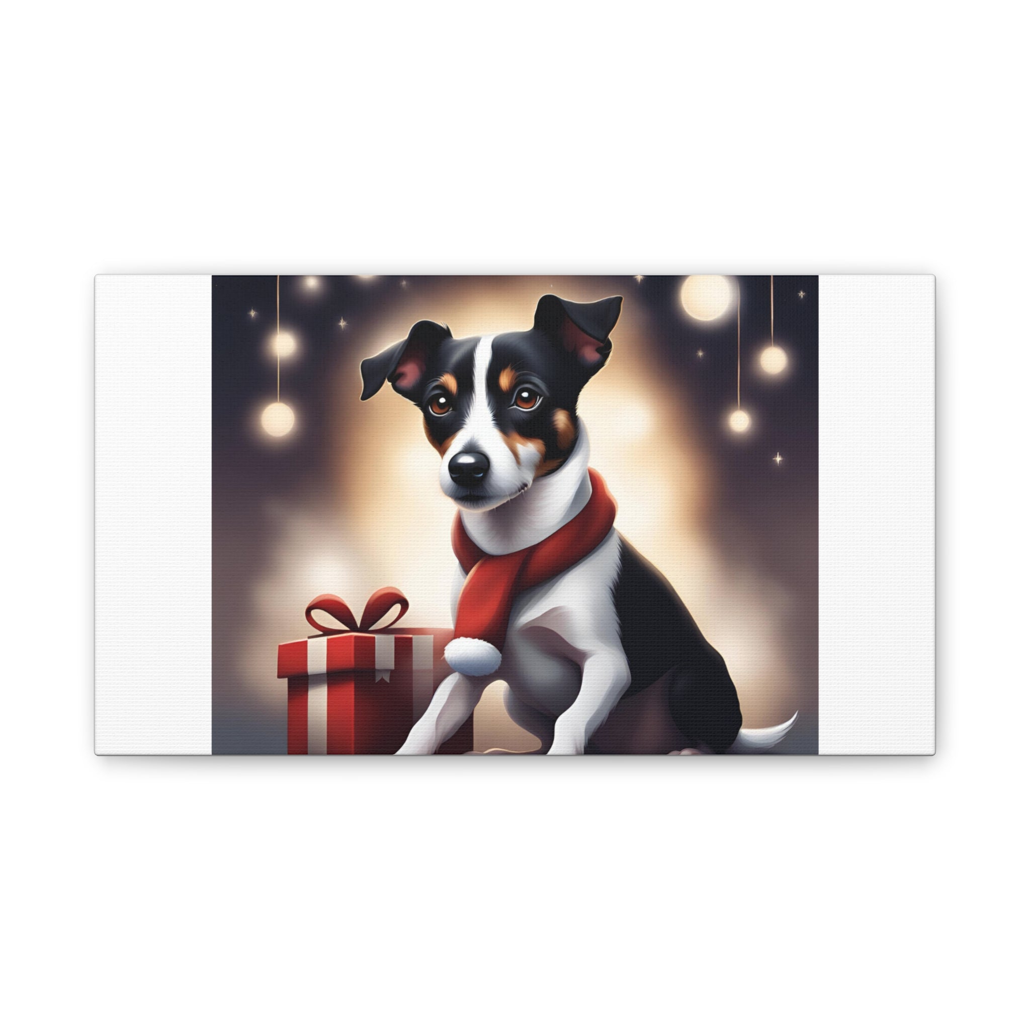 Jack Russel Holiday Canvas Stretched, 0.75"