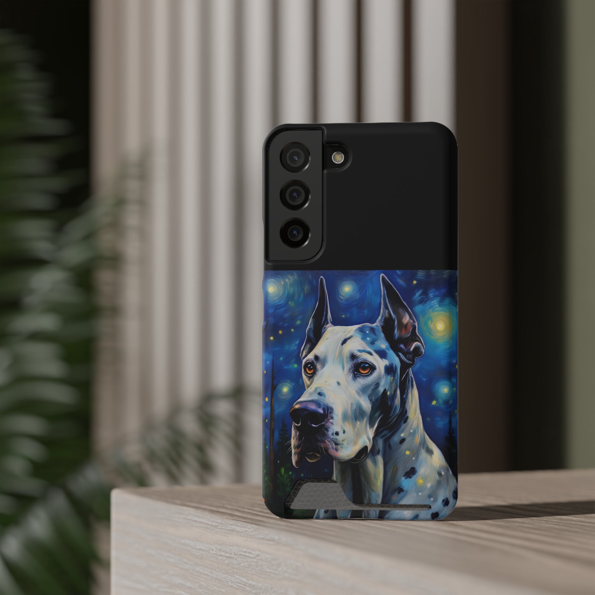 Great Dane Stary Night Phone Case with Card Holder