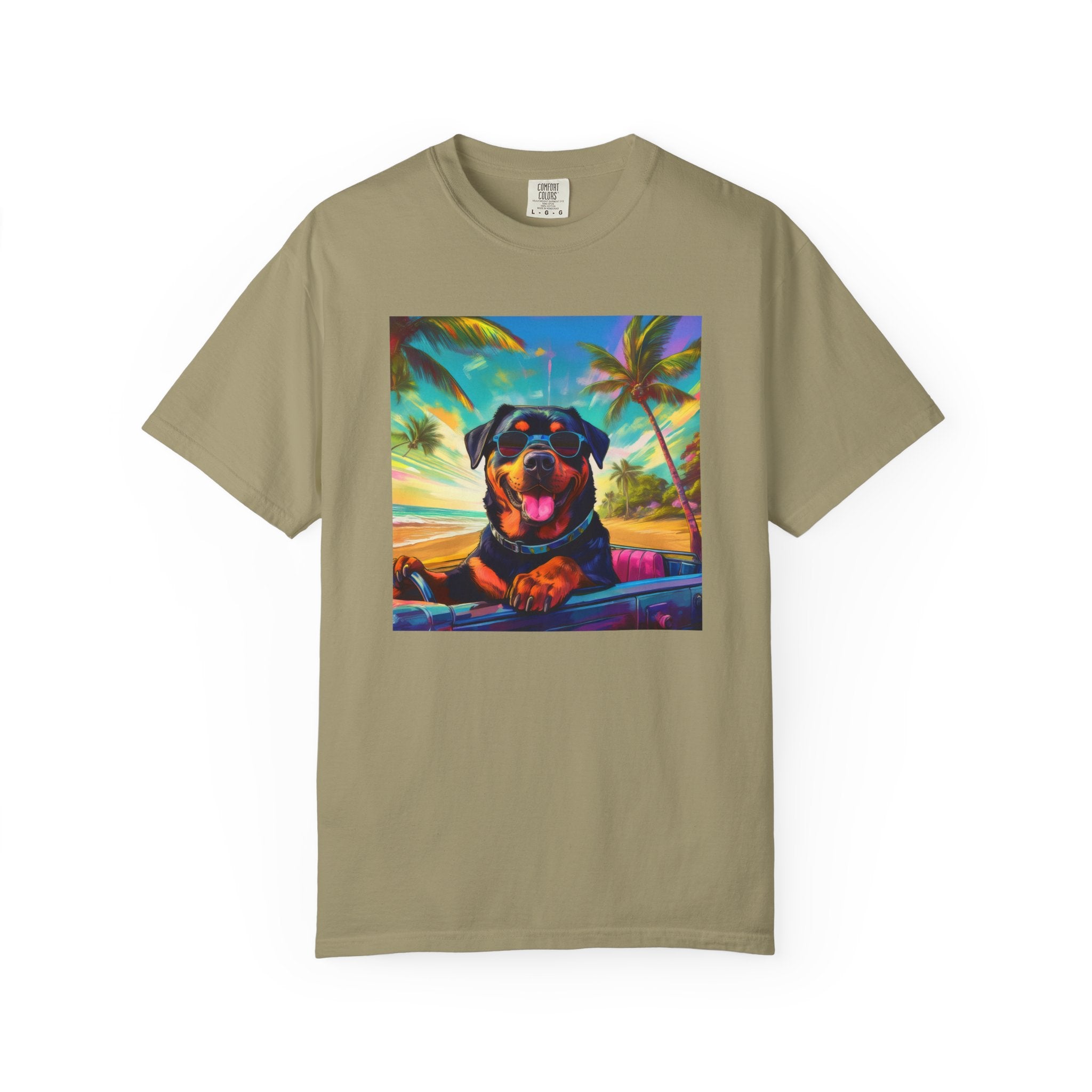 Rottweiler Beach Drive Unisex Garment-Dyed T-shirt