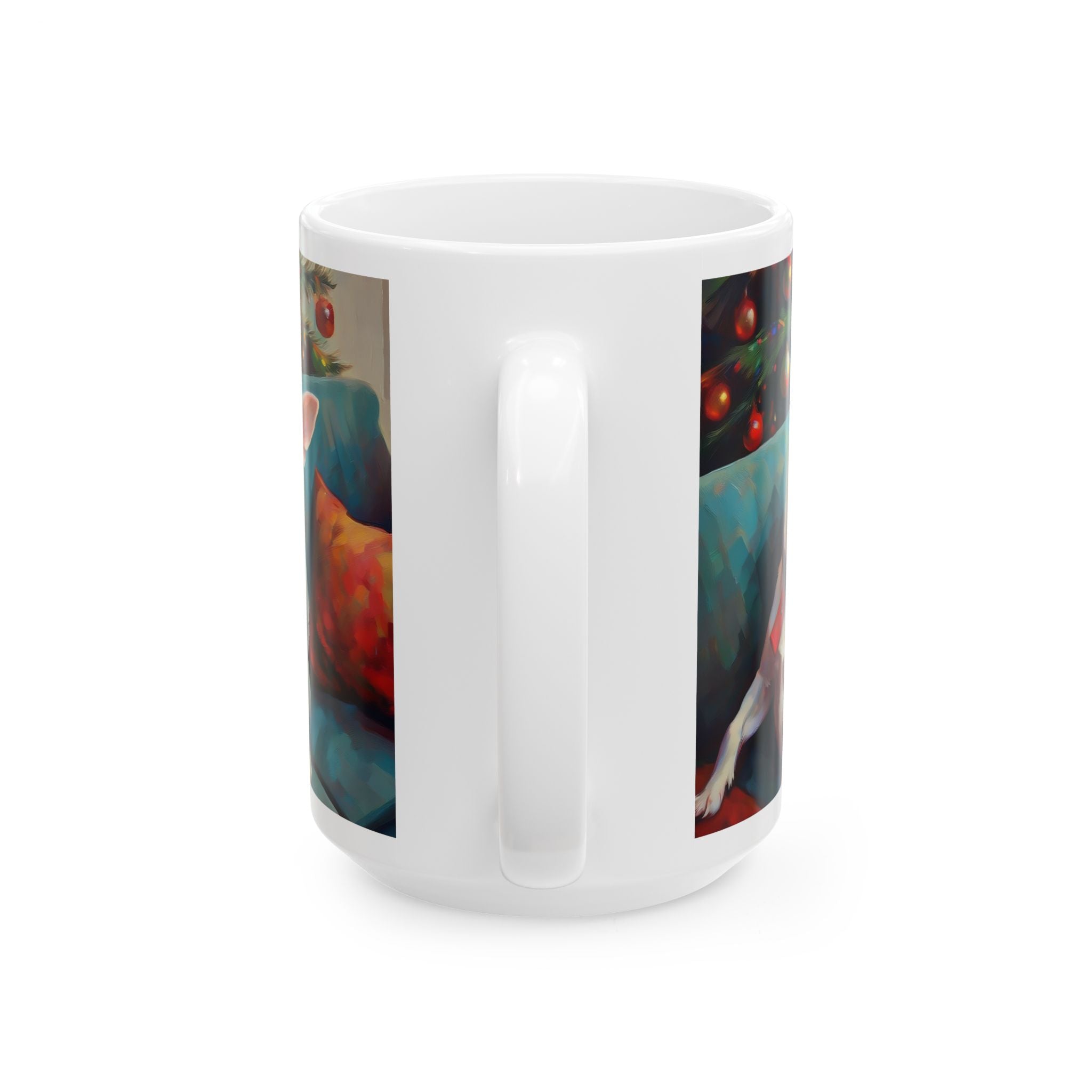 White Corgi Holiday II Ceramic Mug, (11oz, 15oz)