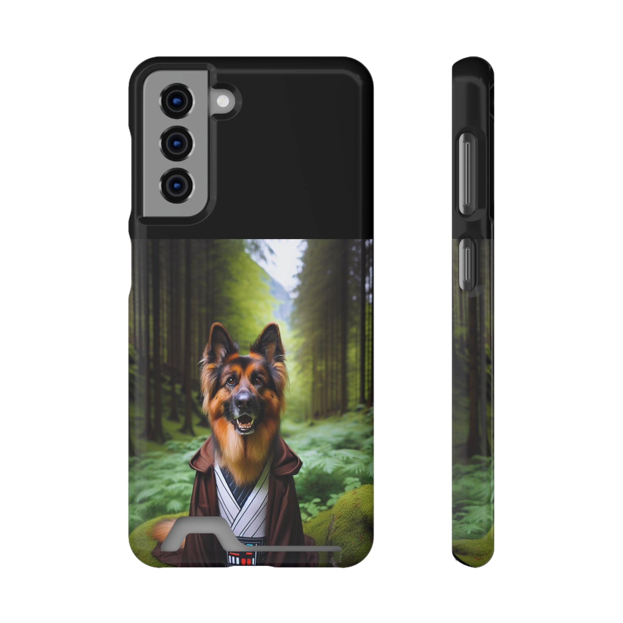 German Shepherd Forest Night Phone Case with Card Holder