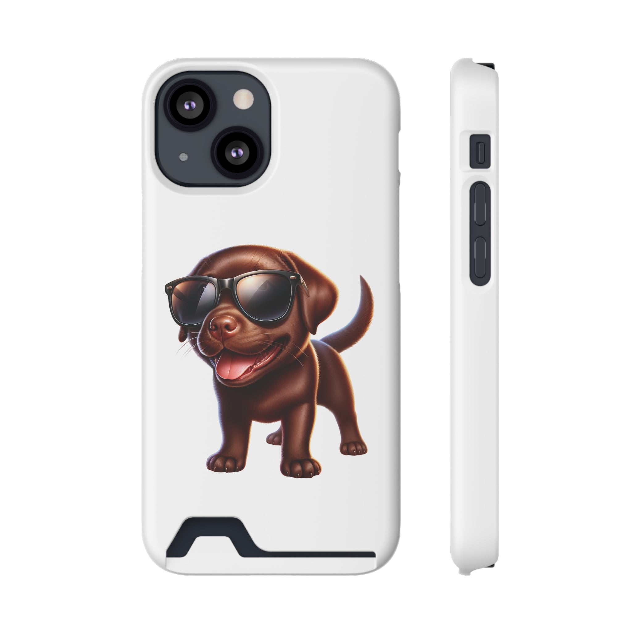 Chocolate Lab with Sunglasses Phone Case with Card Holder