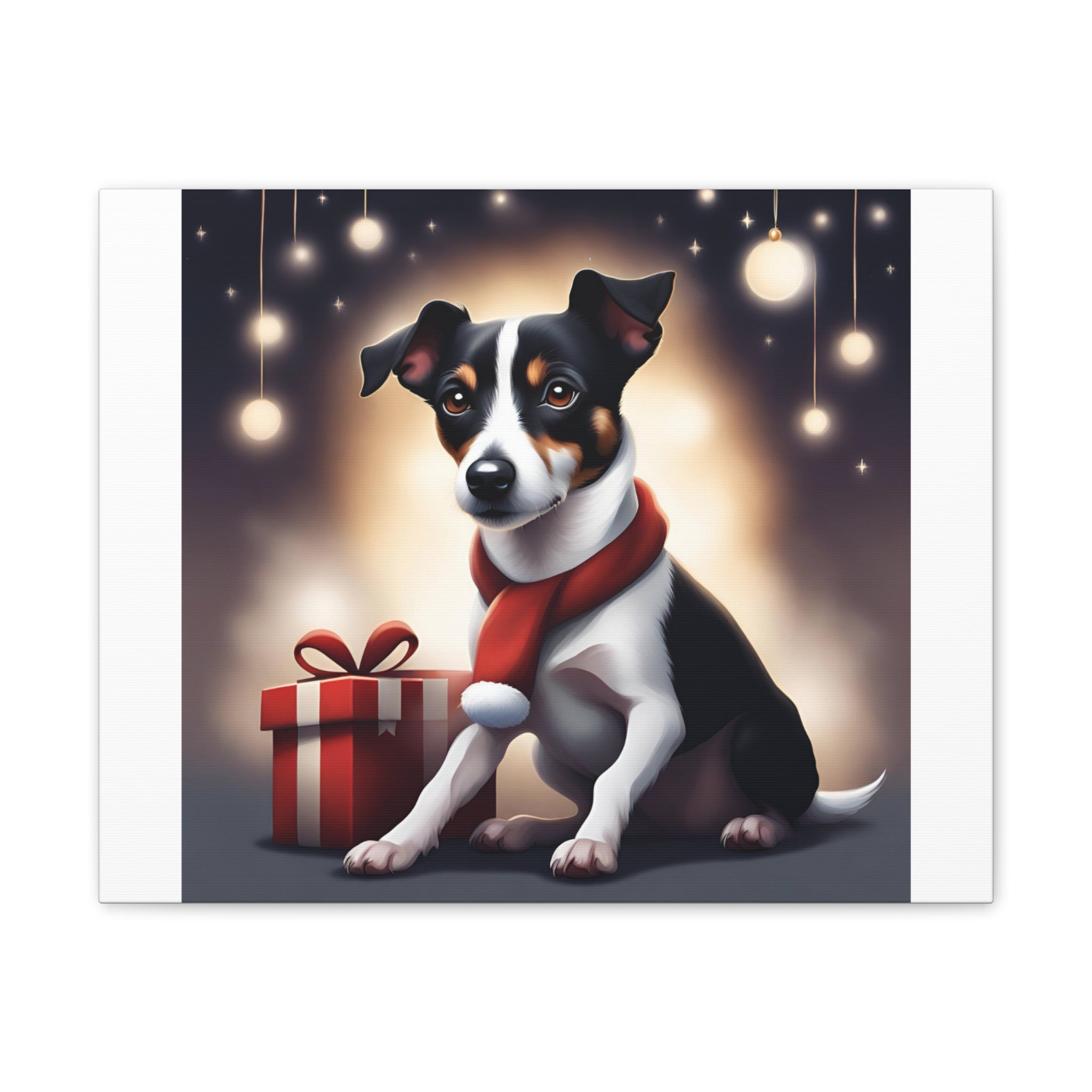 Jack Russel Holiday Canvas Stretched, 0.75"