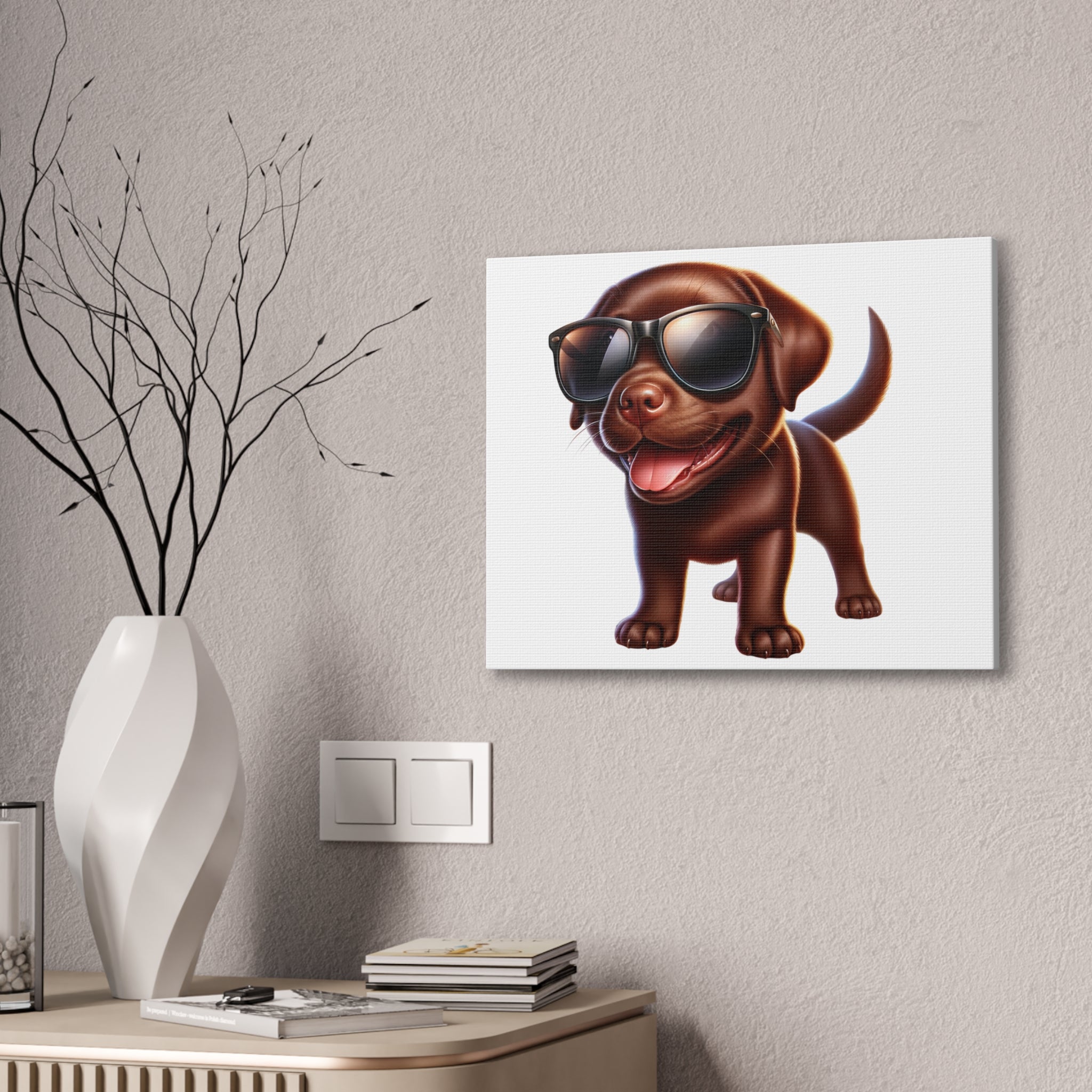 Chocolate Lab in Sunglasses Canvas Stretched, 0.75"