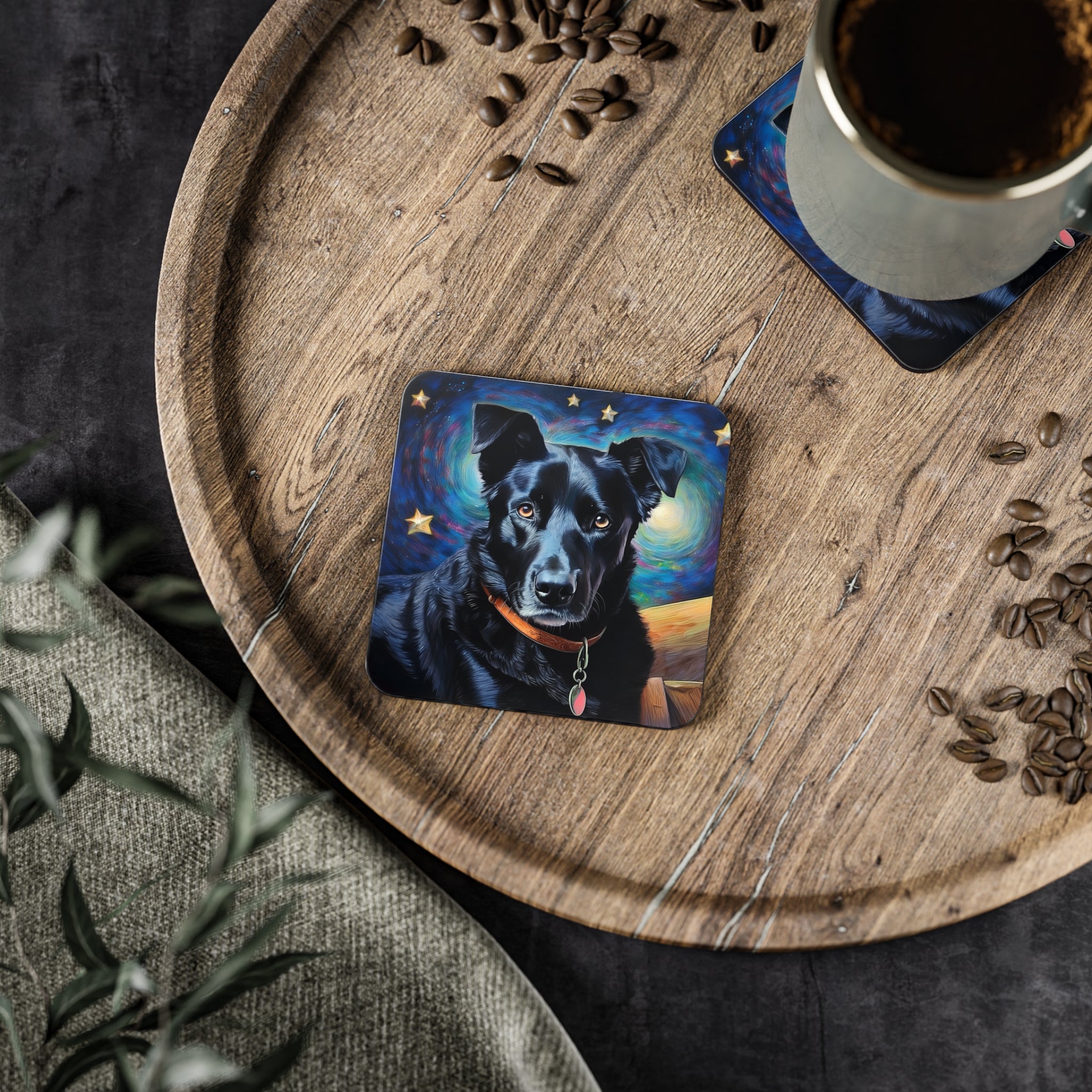 Black Shepherd Lab Stary Night Coasters