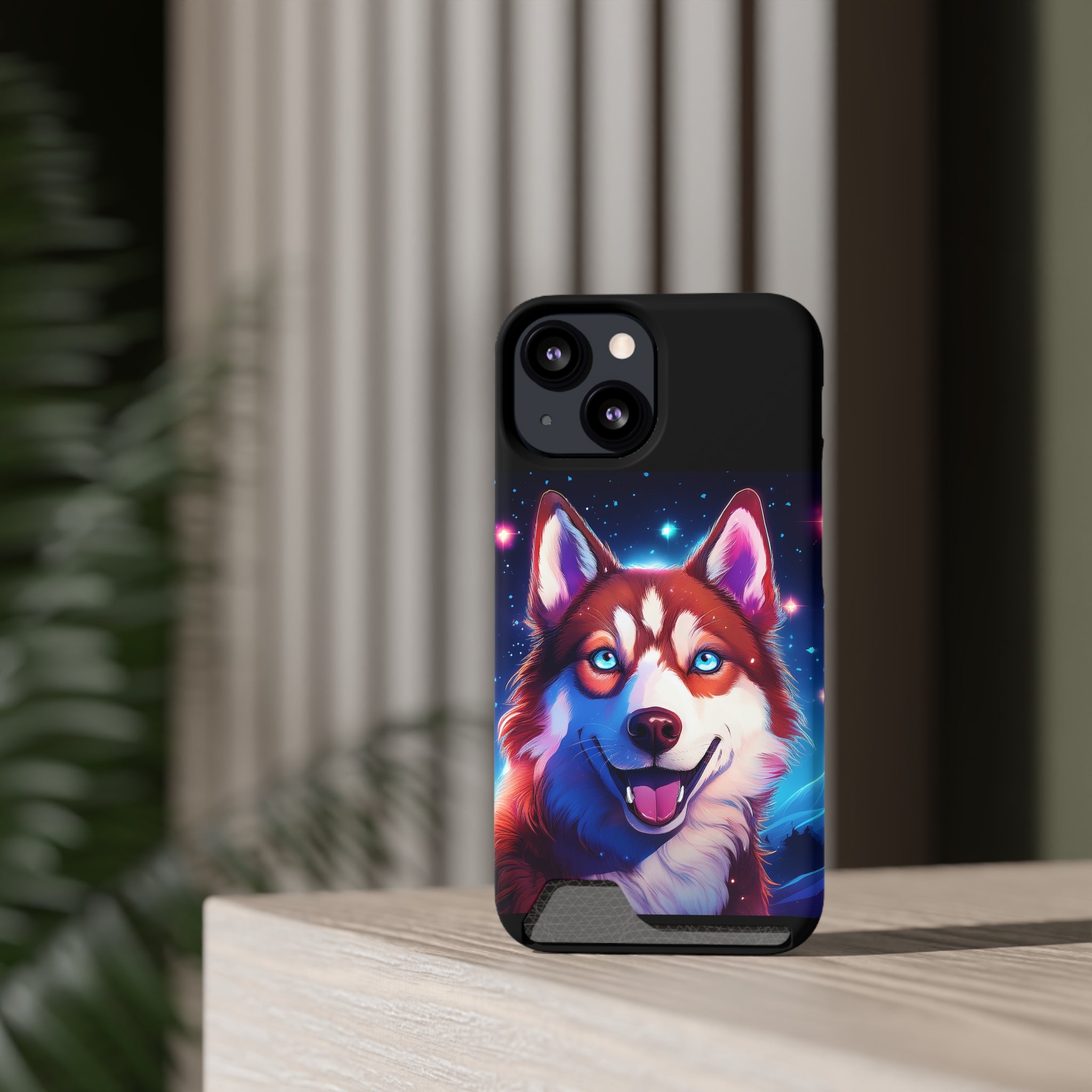 Eskimo Husky Stary Night Phone Case with Card Holder