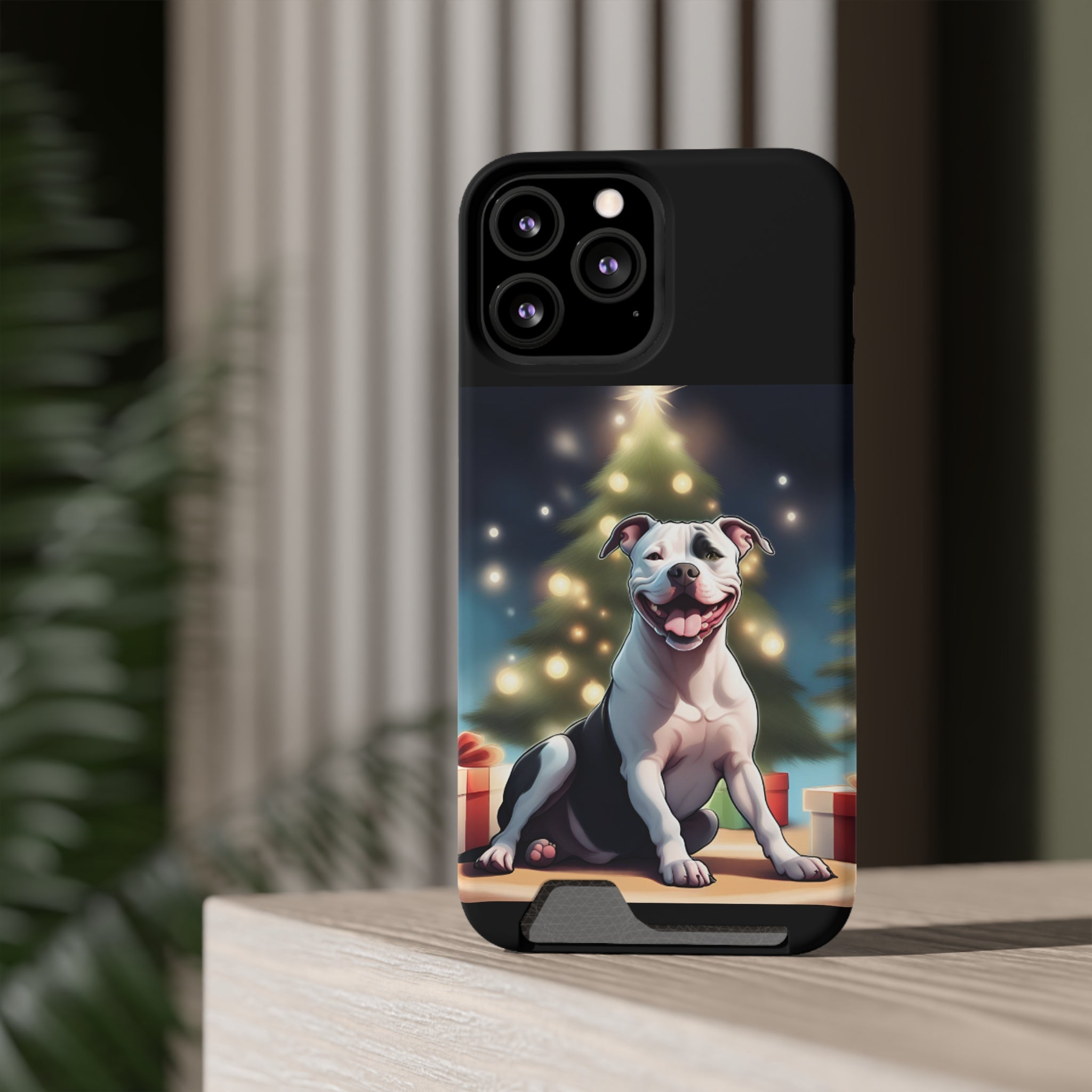 Pitbull Holiday Phone Case with Card Holder