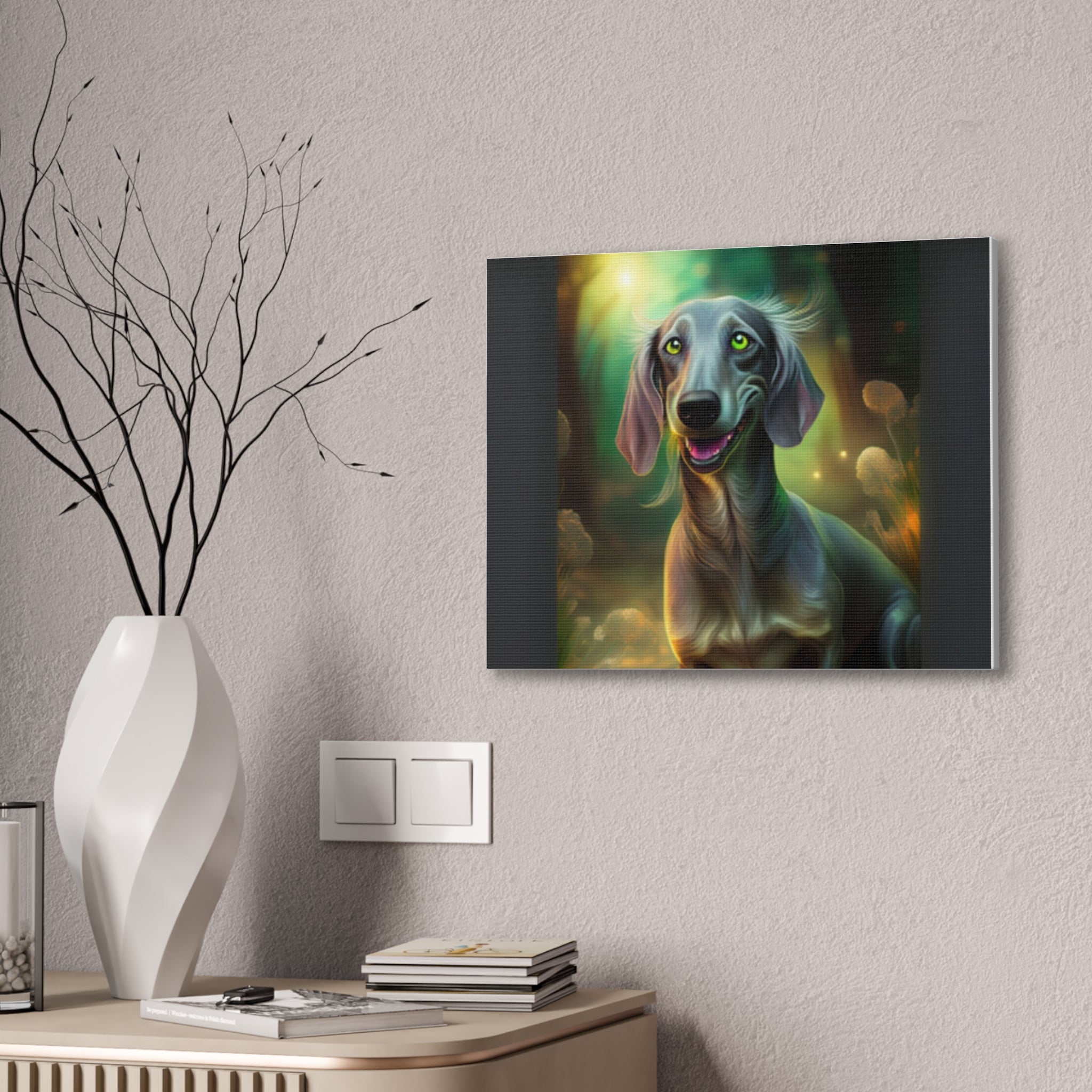 Silver Grey Dachshund Canvas Stretched, 0.75"