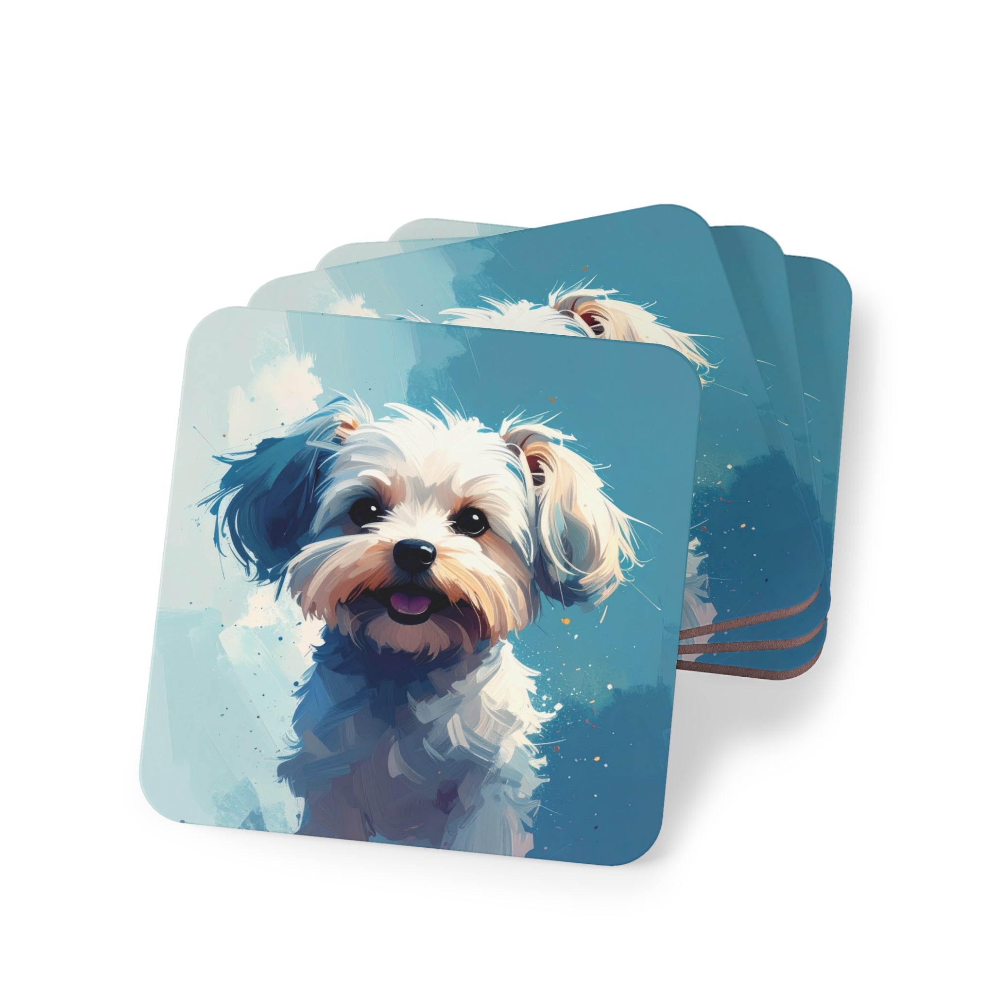 White Frost Yorkie Coasters