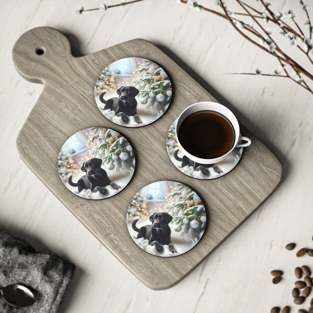 Black Lab Puppy Holiday Coasters