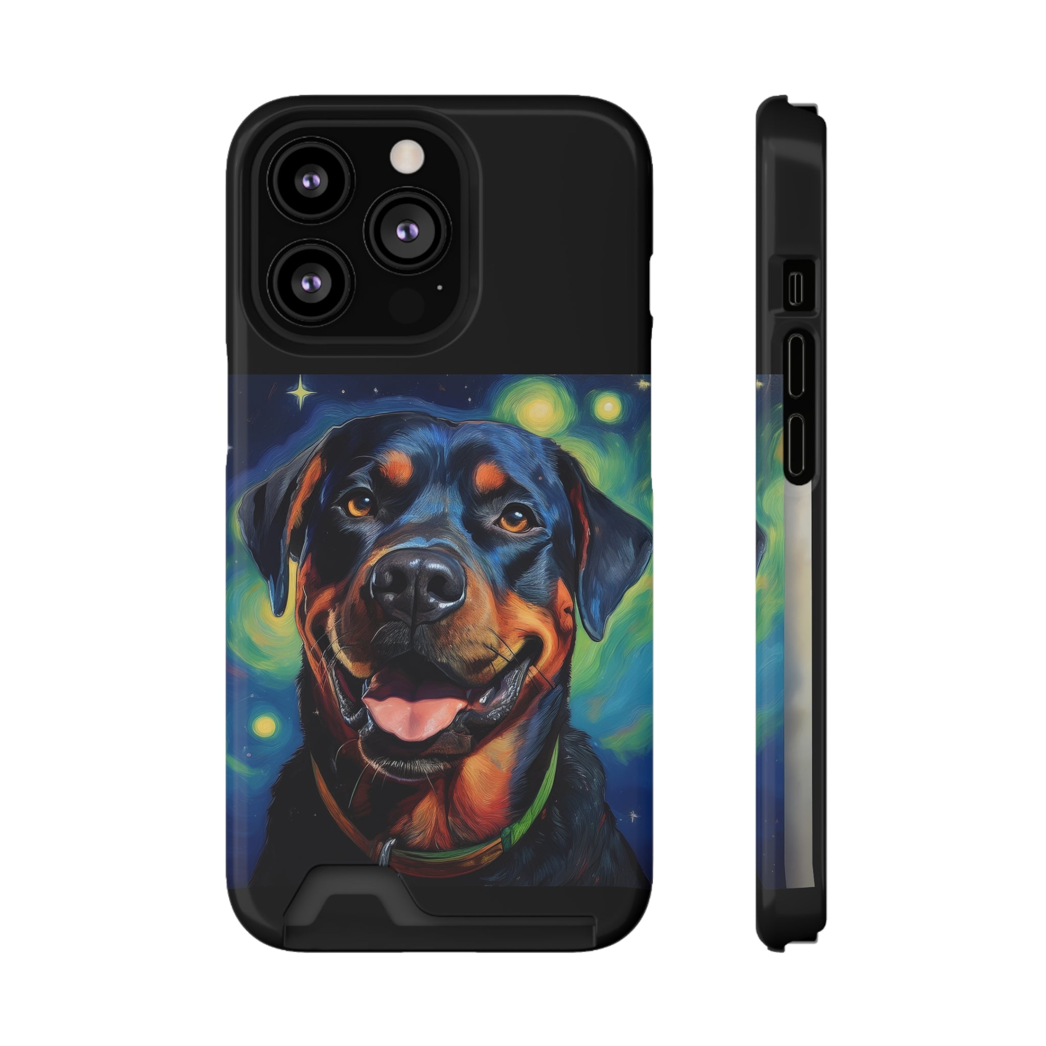 Rottweiler Stary Night Phone Case with Card Holder