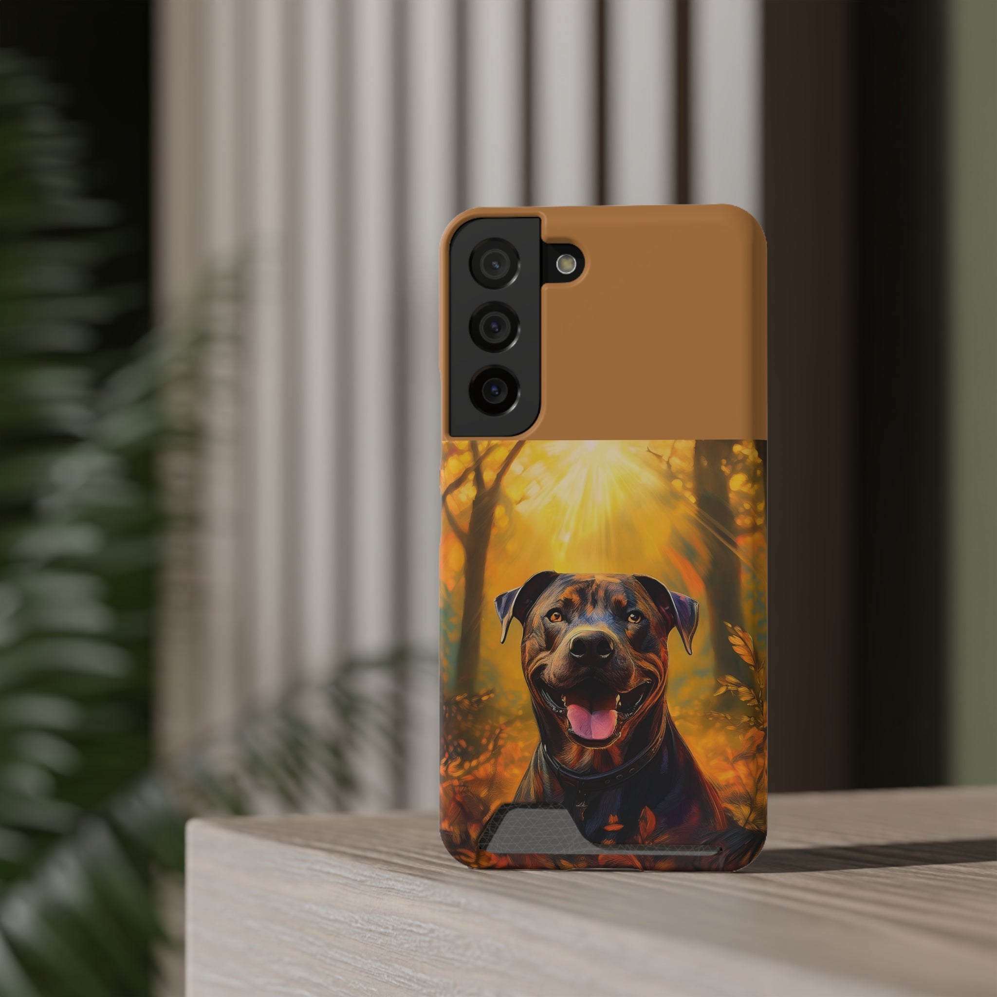 Pitbull Autumn Phone Case with Card Holder