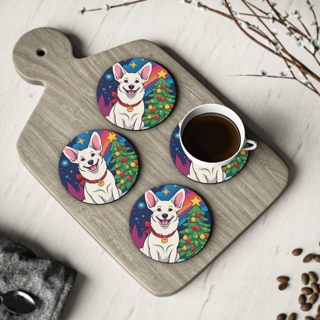 White Corgi Holiday Coasters
