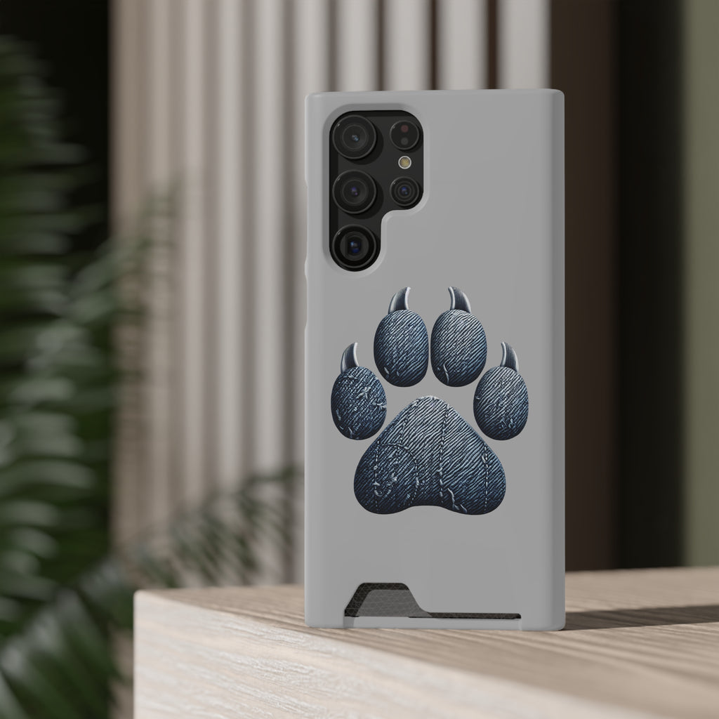 Denim Dog Paw Phone Case with Card Holder