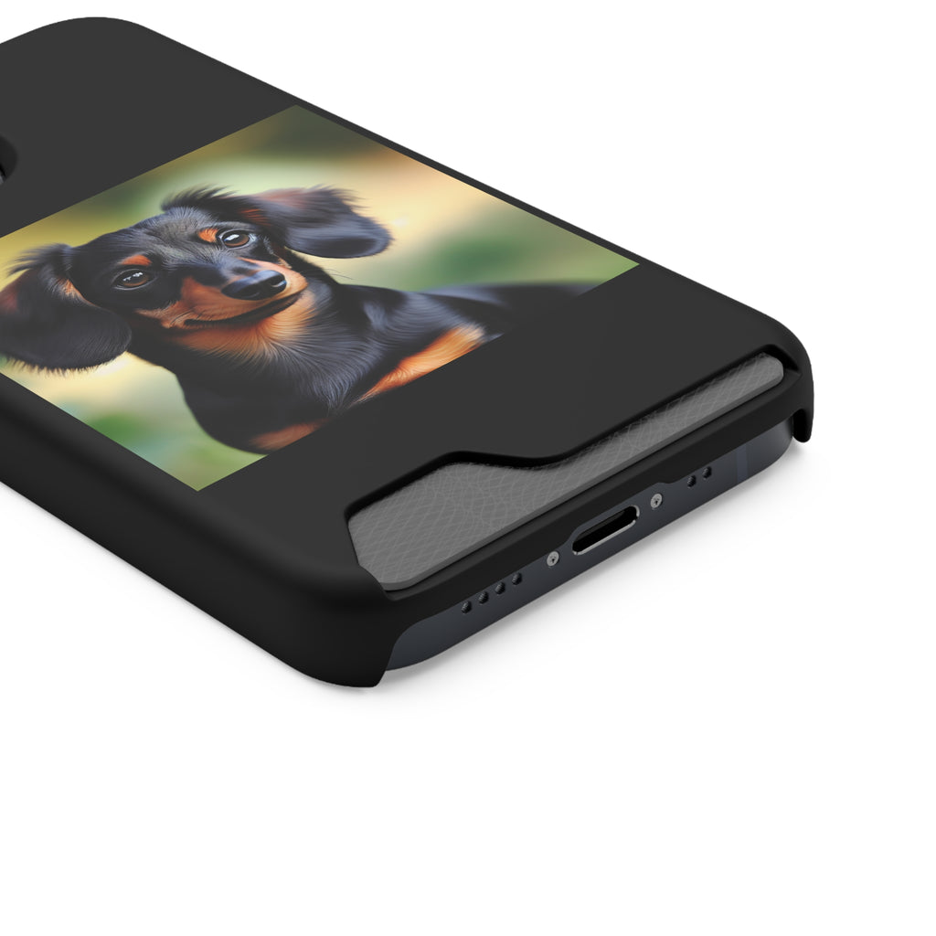 Dachshund Black and Brown Phone Case with Card Holder