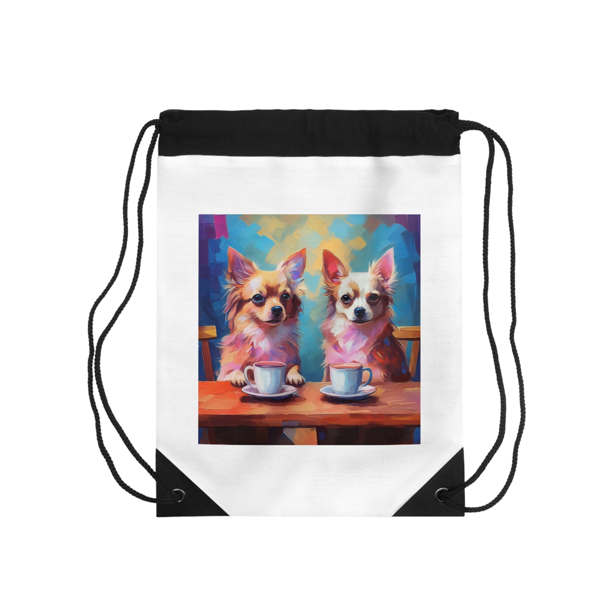 Cafe con Chihuahua Drawstring Bag