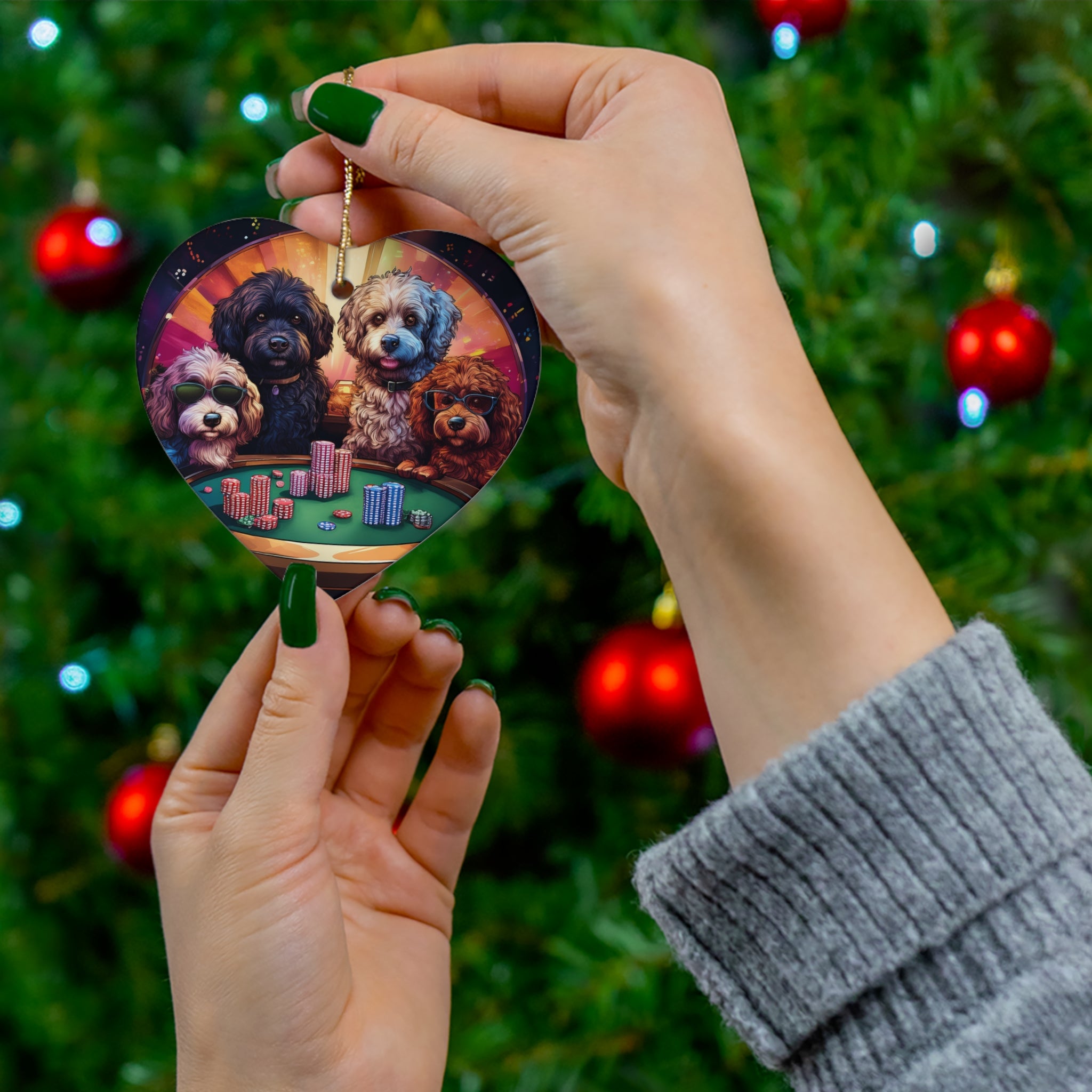 Doodle Poker Game Ceramic Ornament
