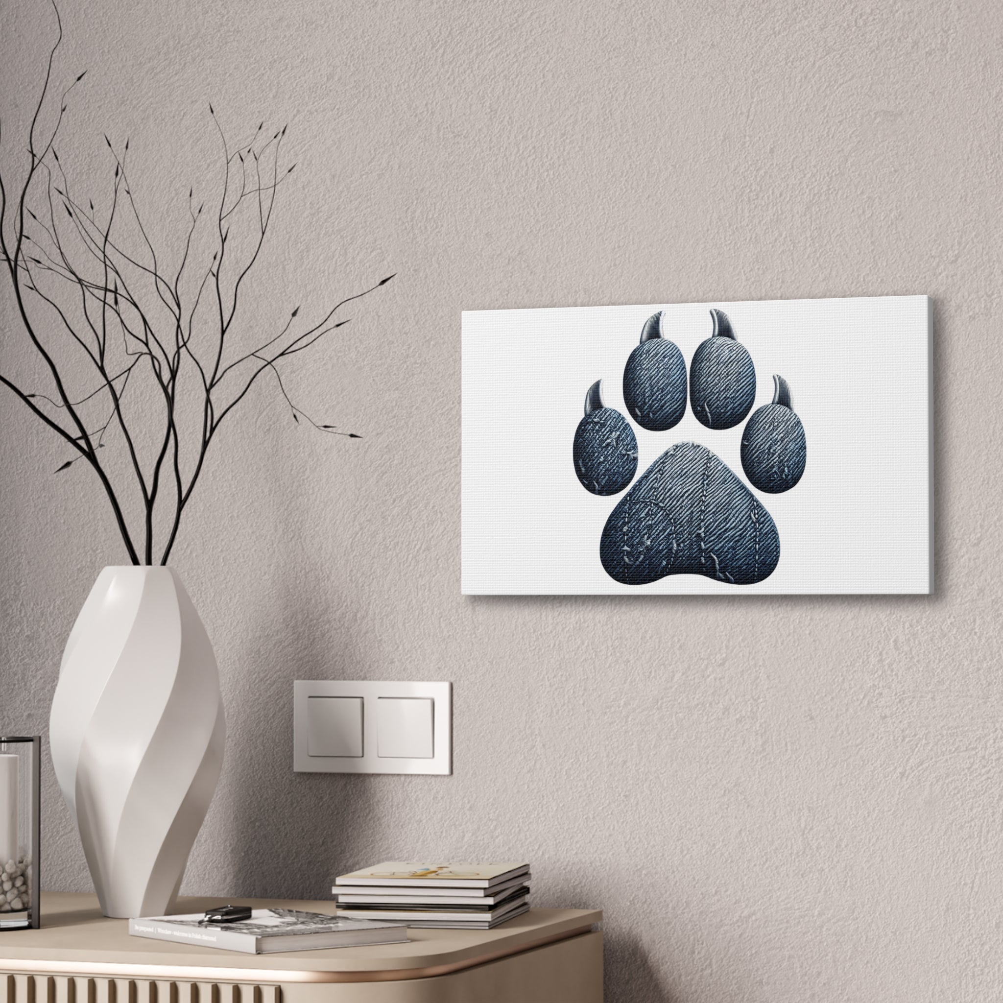 Denim Paw Canvas Stretched, 0.75"