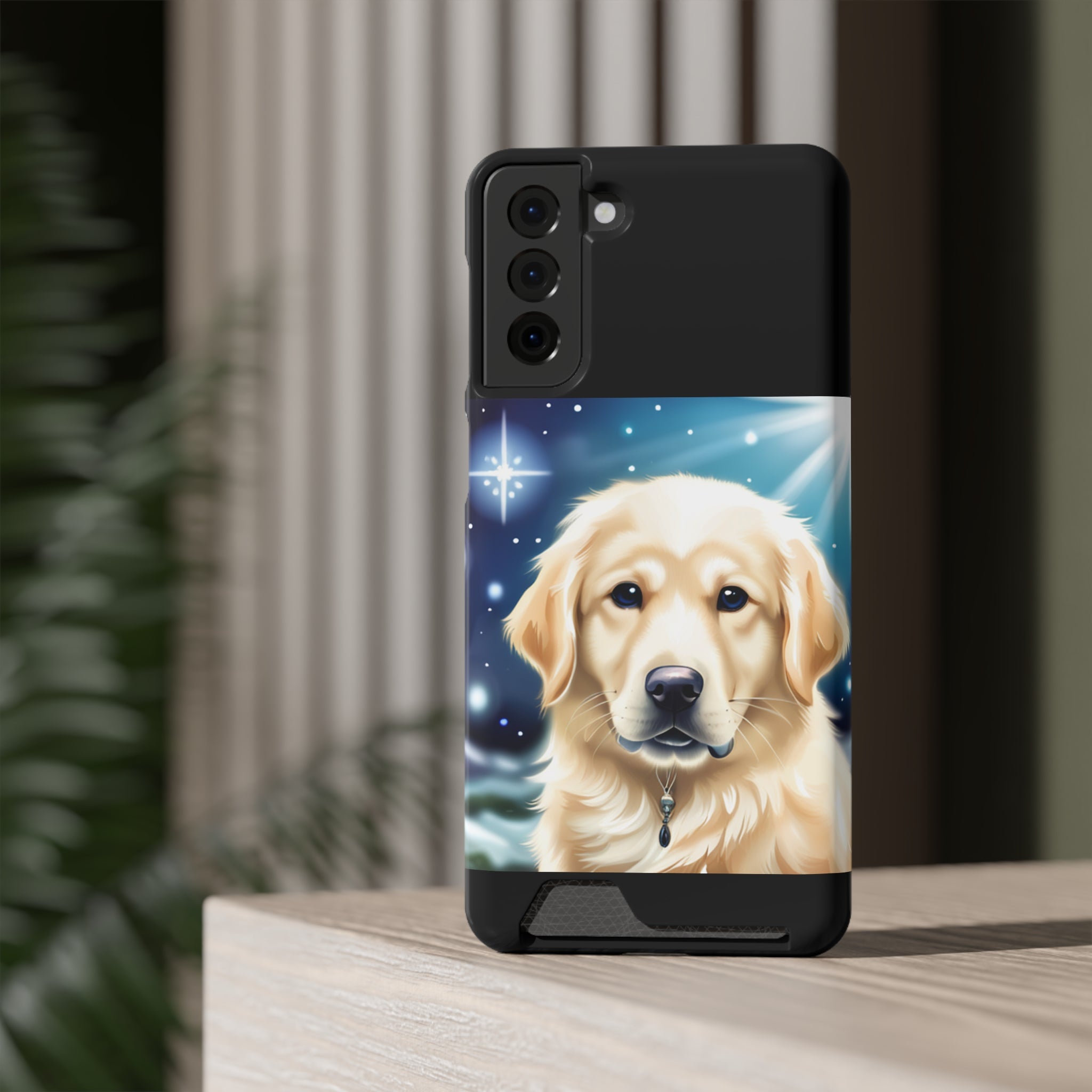 Golden Retriever Stary Night Phone Case with Card Holder