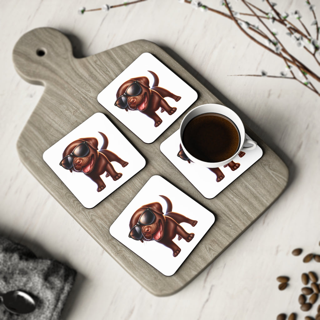 Chocolate Lab w/ sunglasses Coasters