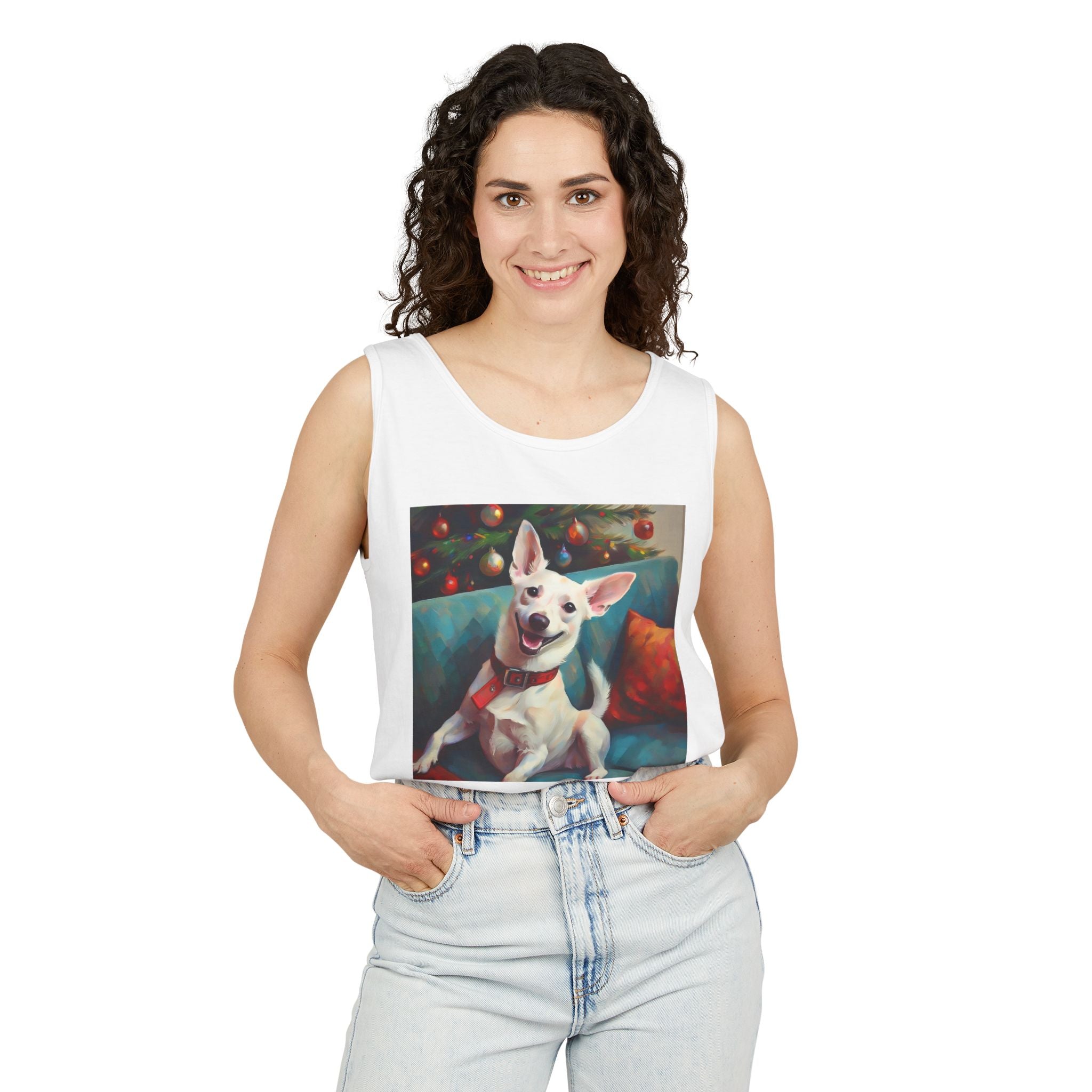 White Corgi Holiday II Unisex Tank Top