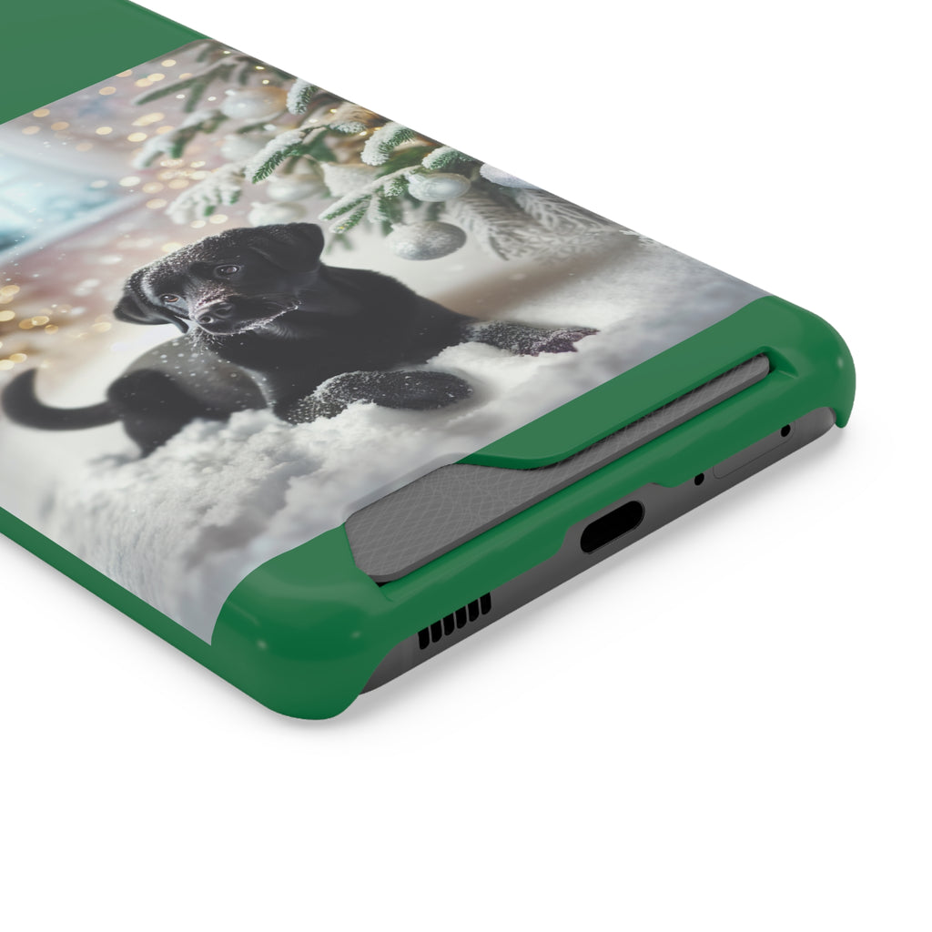 Black Lab Holiday Phone Case with Card Holder