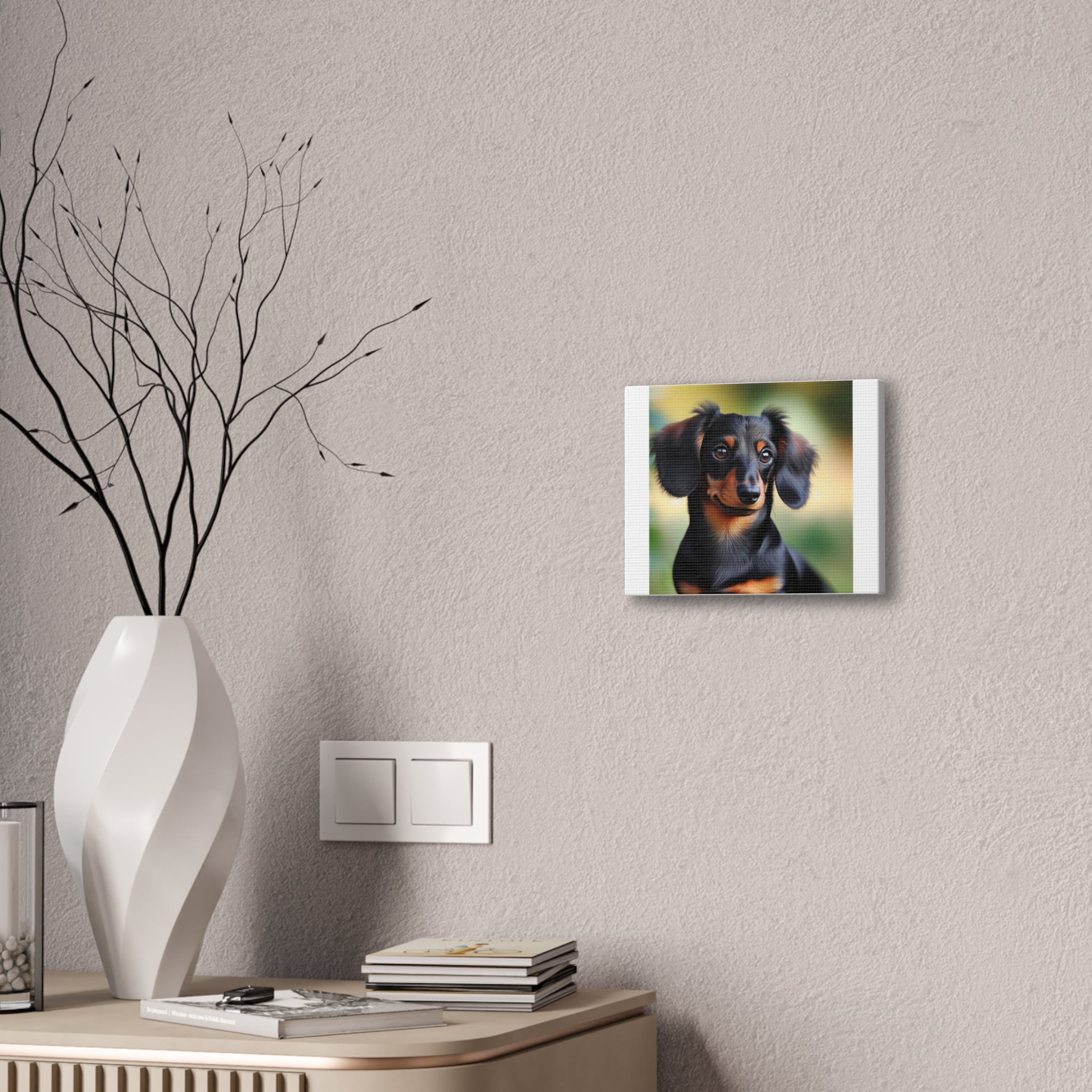 Black/Brown Dachshund Canvas Stretched, 0.75"