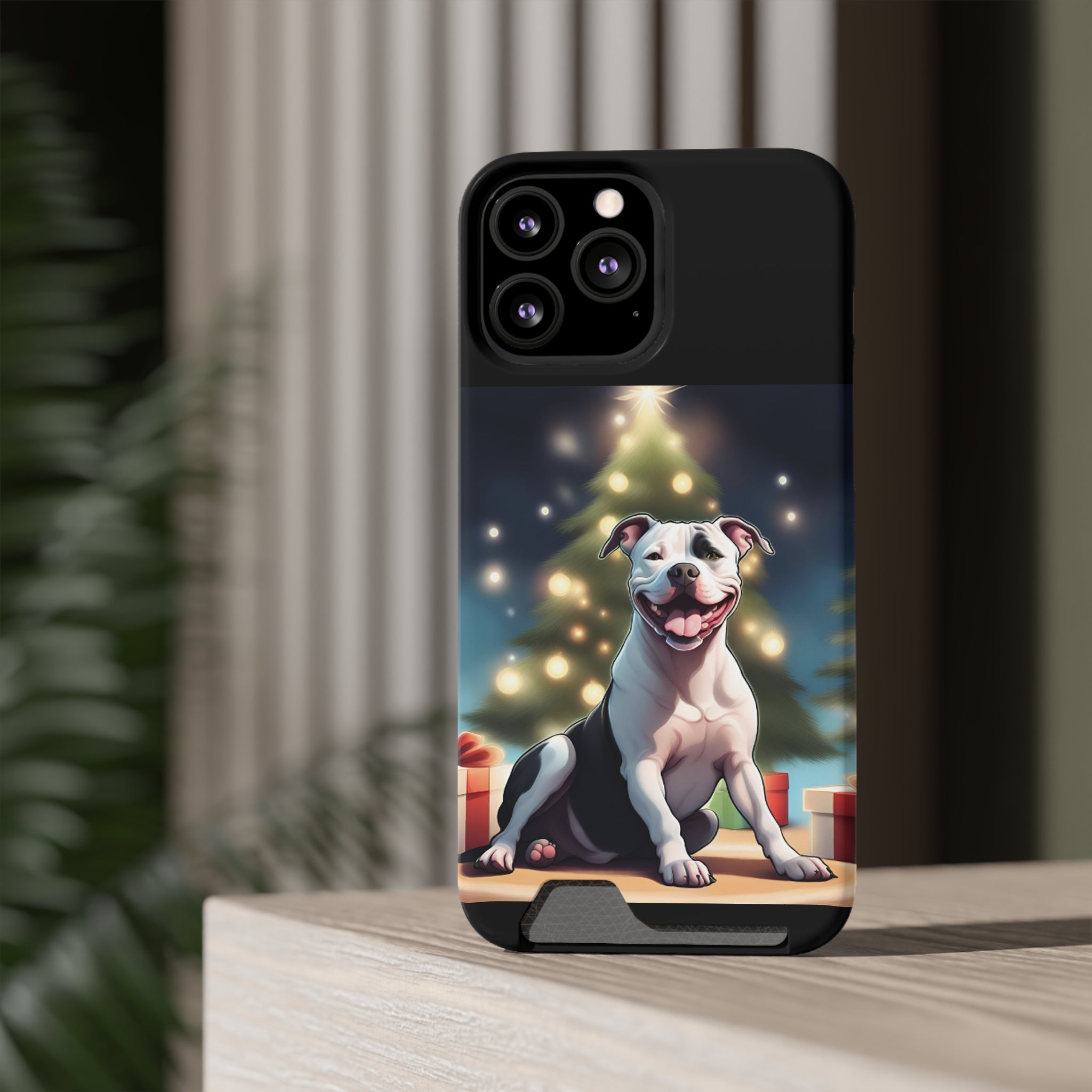 Pitbull Holiday Phone Case with Card Holder