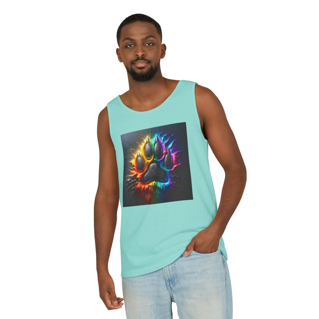 Electric Rainbow Dog Paw Unisex Tank Top