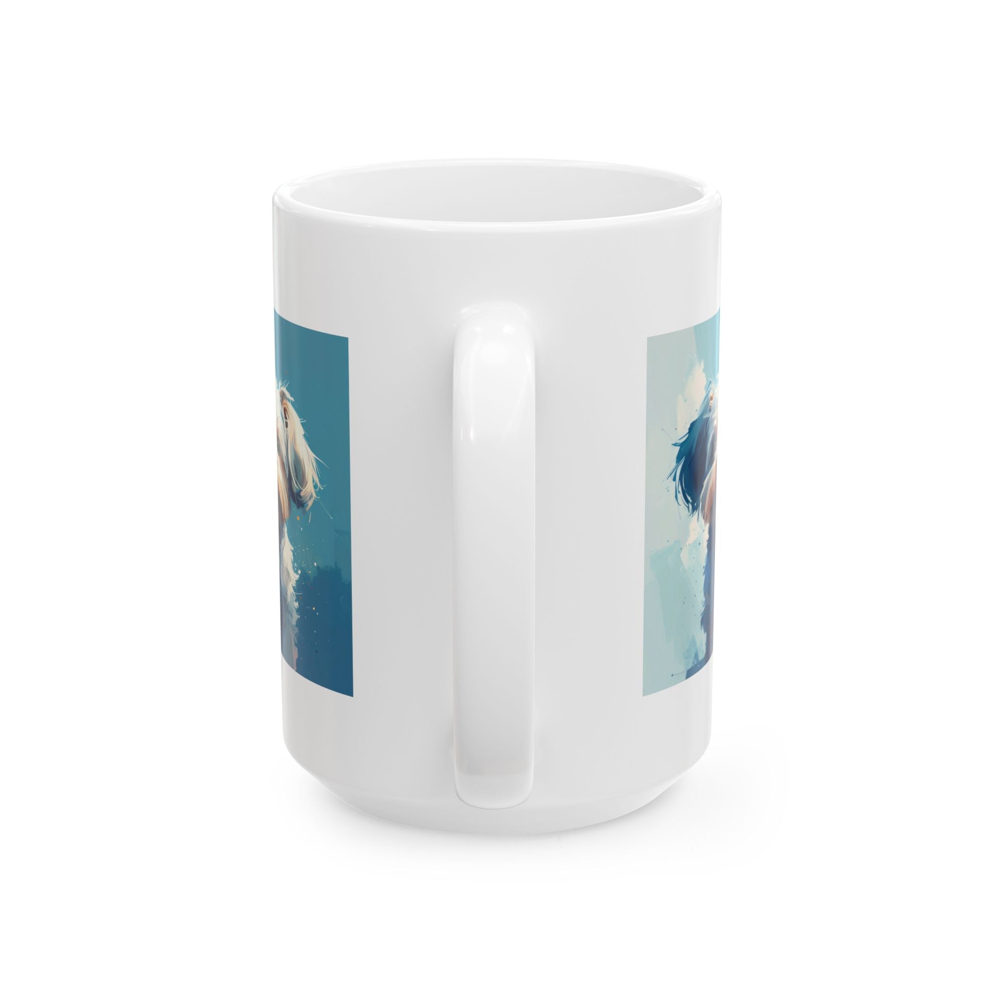 White Frost Yorkie Ceramic Mug, (11oz, 15oz)