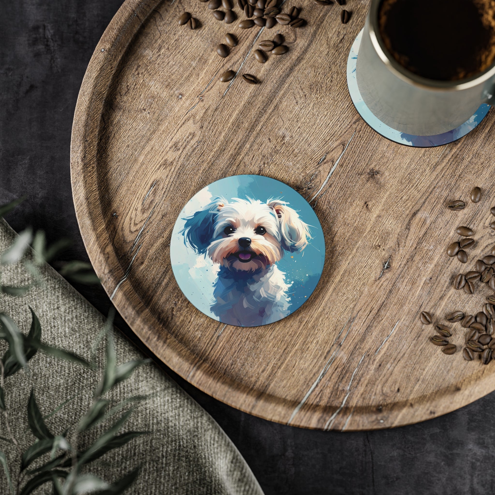 White Frost Yorkie Coasters