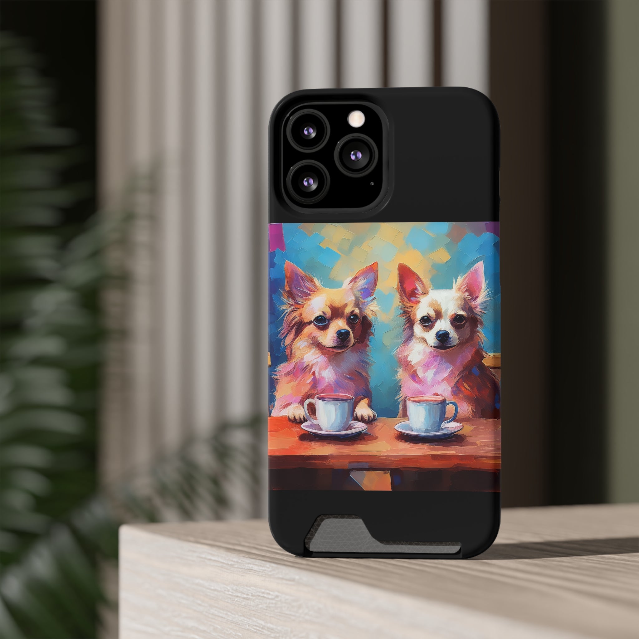 Cafe con Chihuahua Phone Case with Card Holder