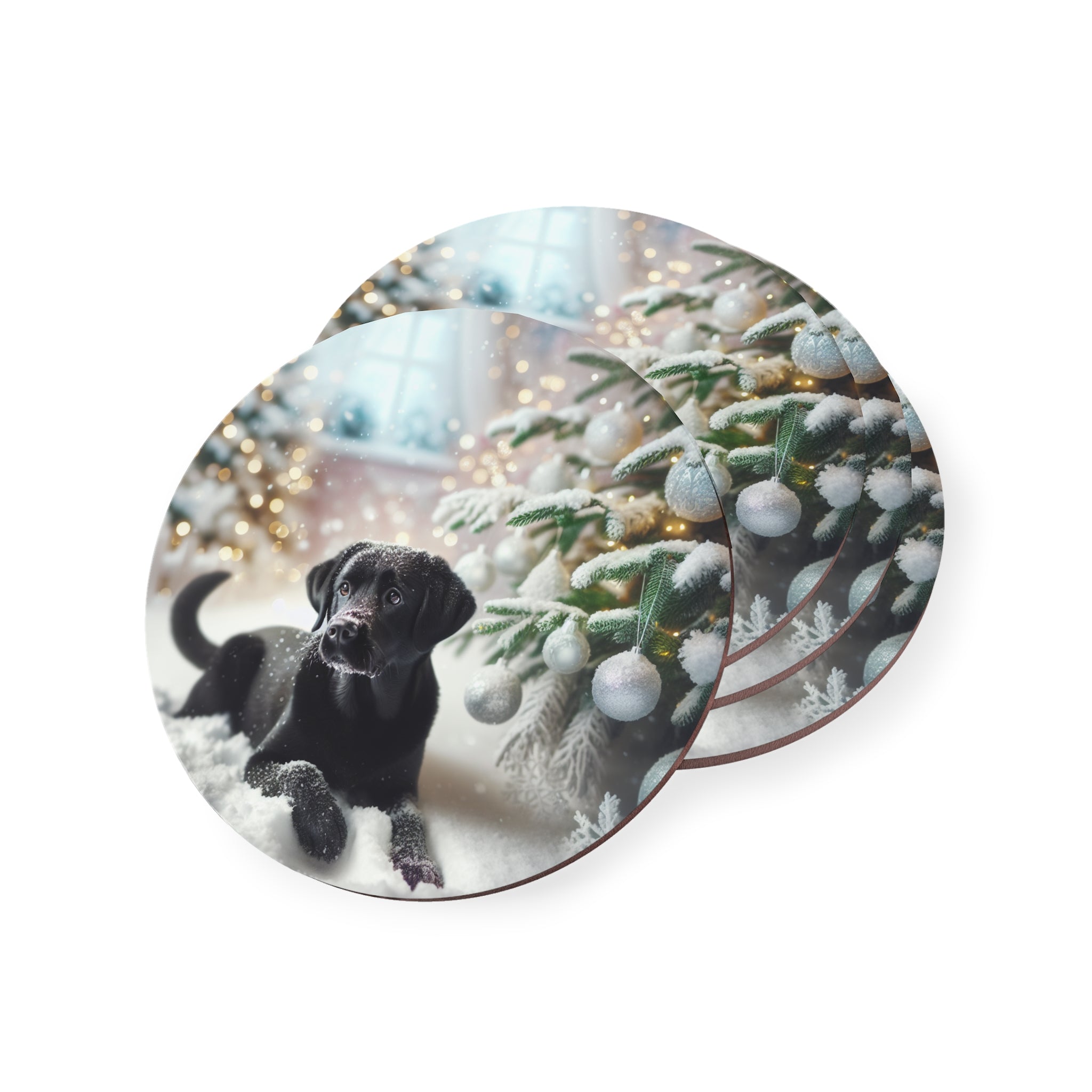 Black Lab Puppy Holiday Coasters