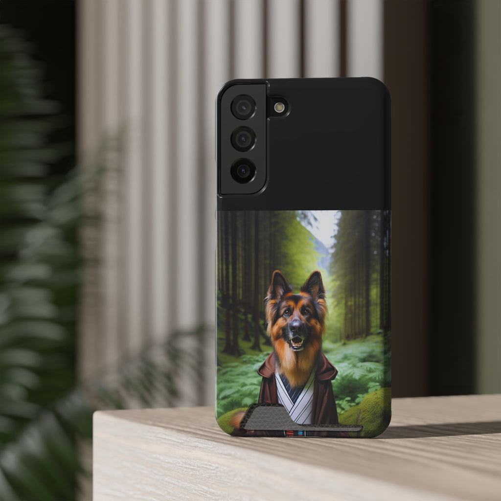German Shepherd Forest Night Phone Case with Card Holder