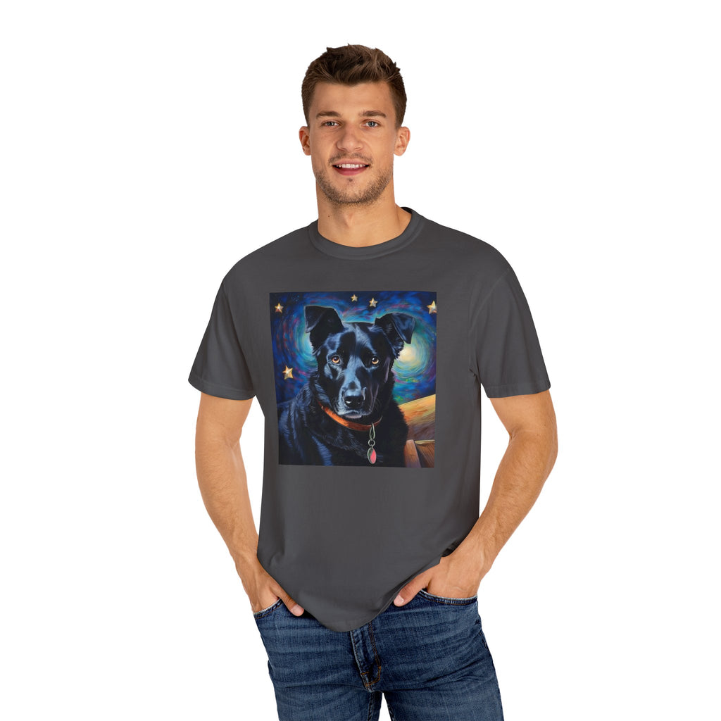 Black Shepherd Lab Stary Night Unisex Garment-Dyed T-shirt