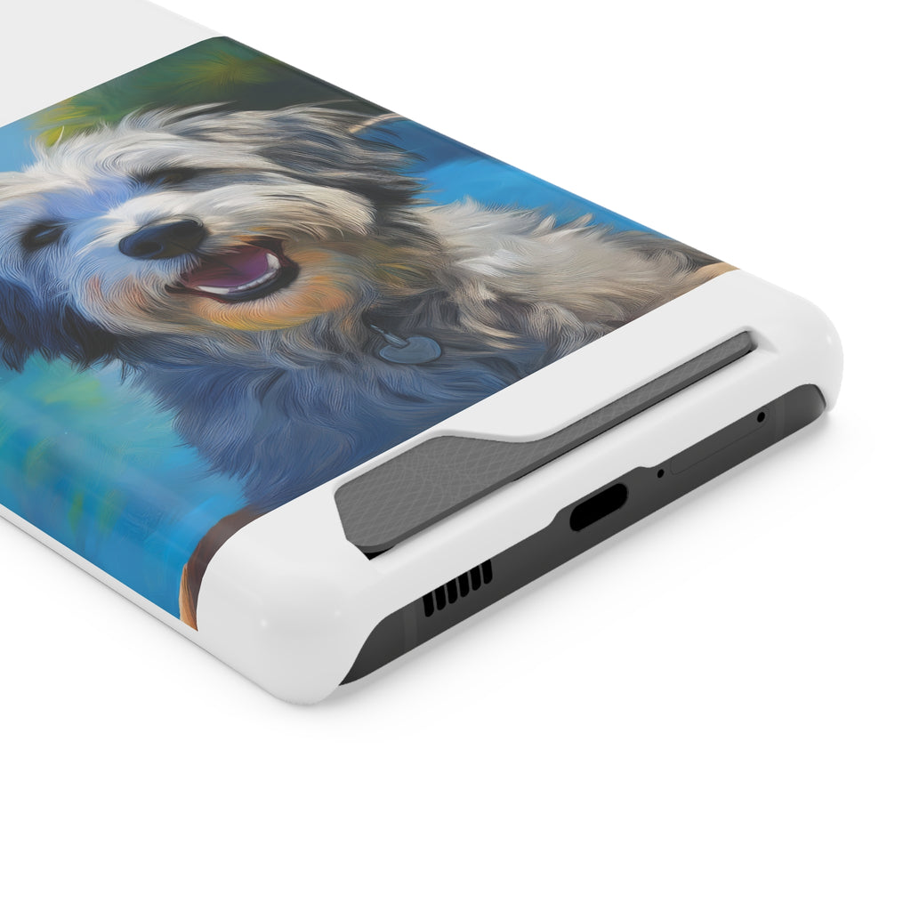 Grey Shaggy Dog Poolside Phone Case with Card Holder