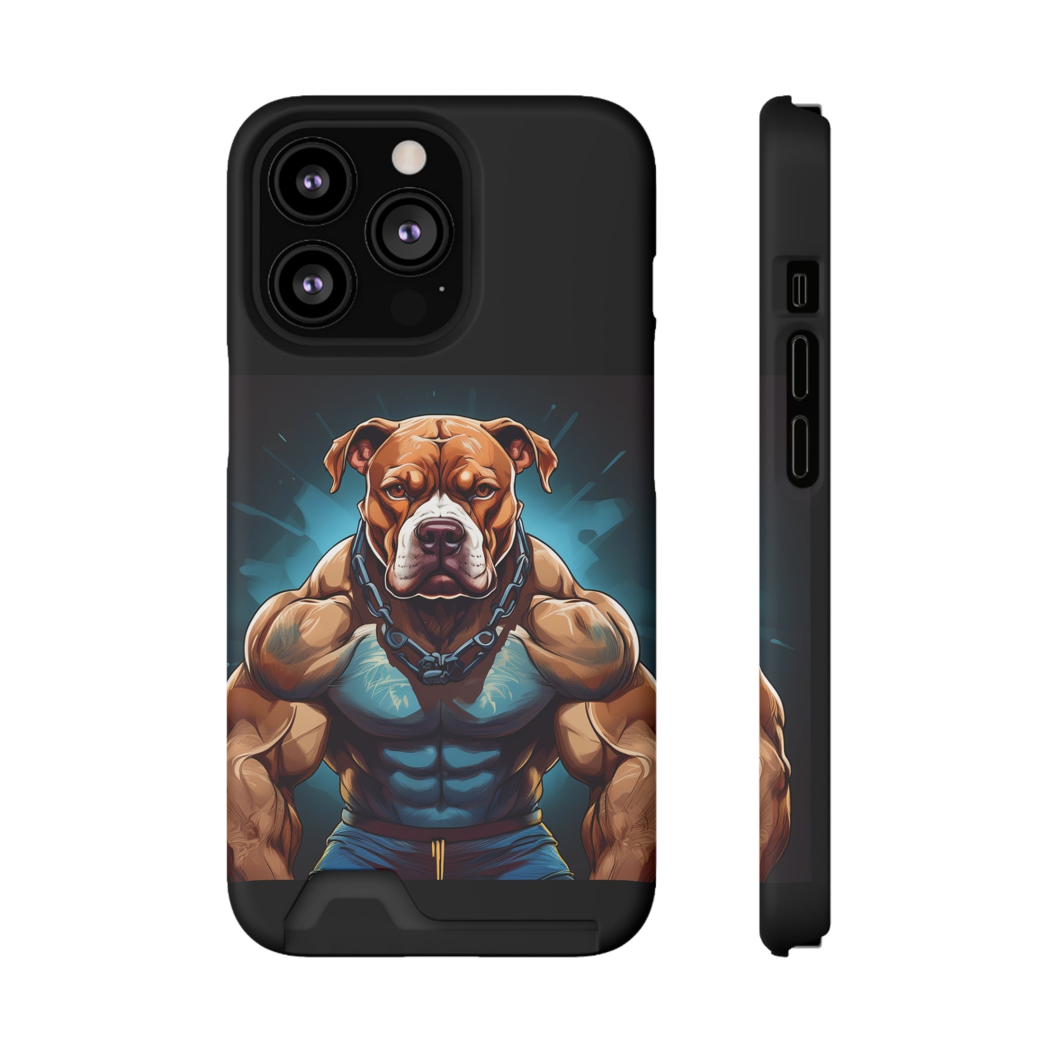 Pitbull Body Builder Phone Case with Card Holder