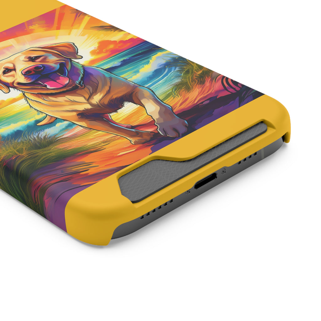 Yellow Lab Sunset Beach Phone Case with Card Holder