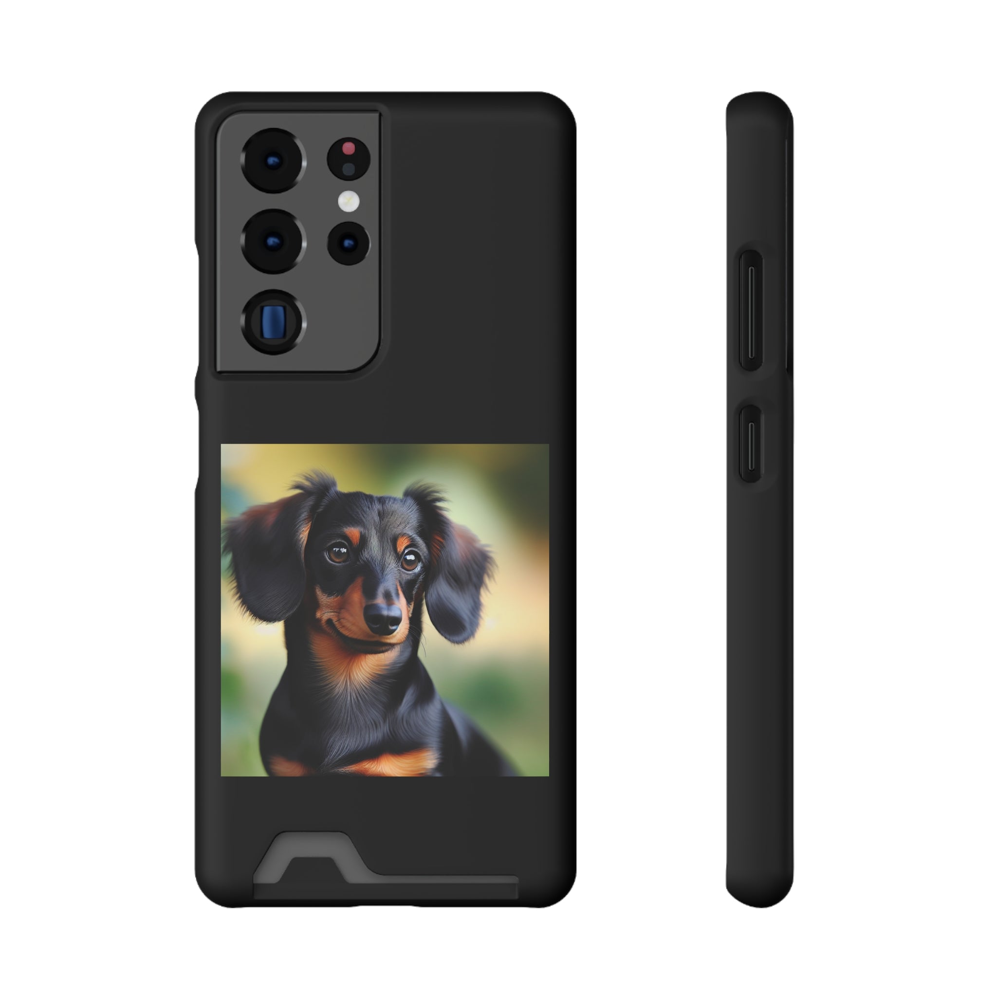 Dachshund Black and Brown Phone Case with Card Holder