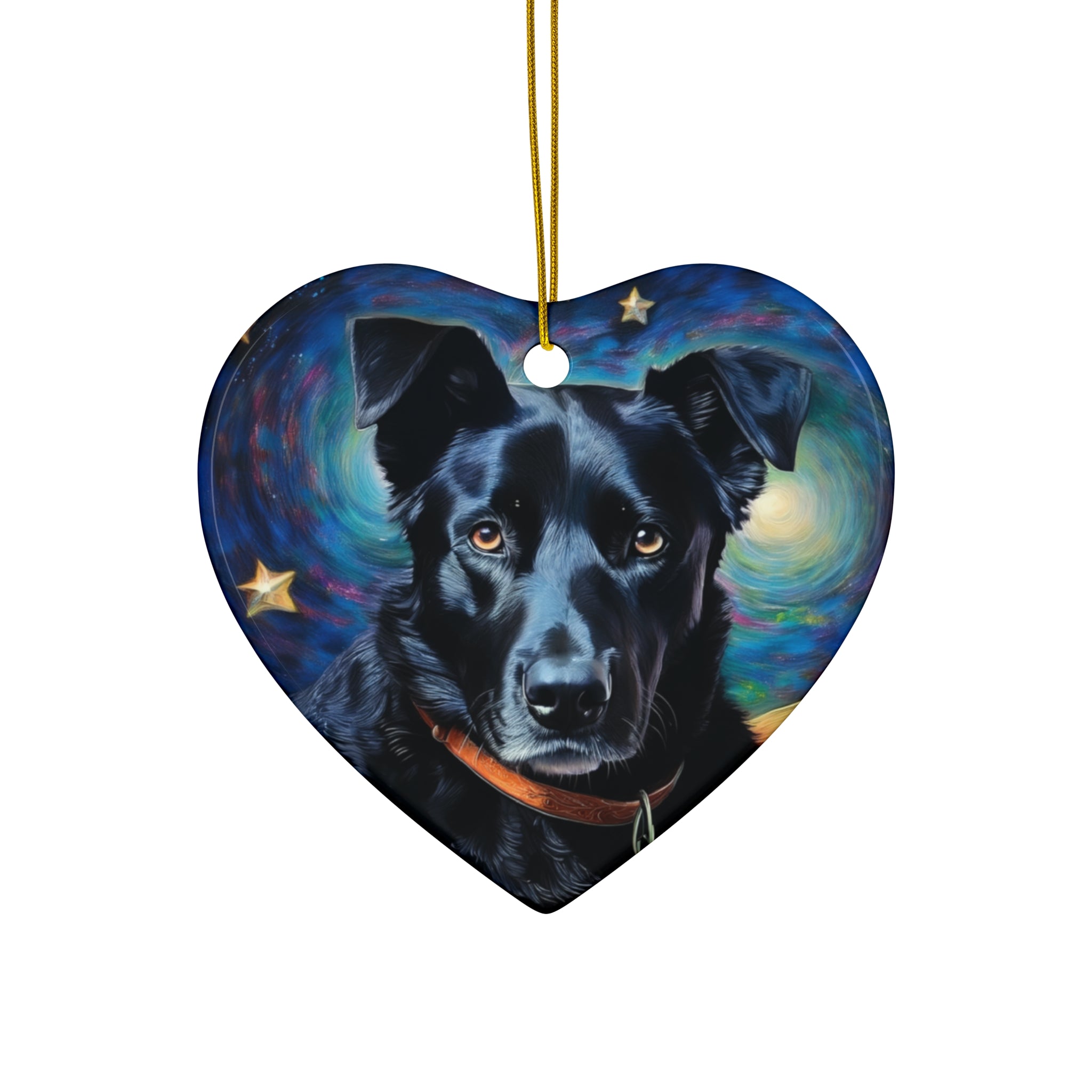 Black Shepherd Lab Stary Night Ceramic Ornament