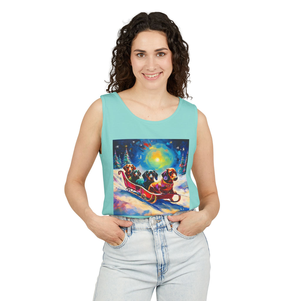 Dachshund Night Sleighride Unisex Tank Top