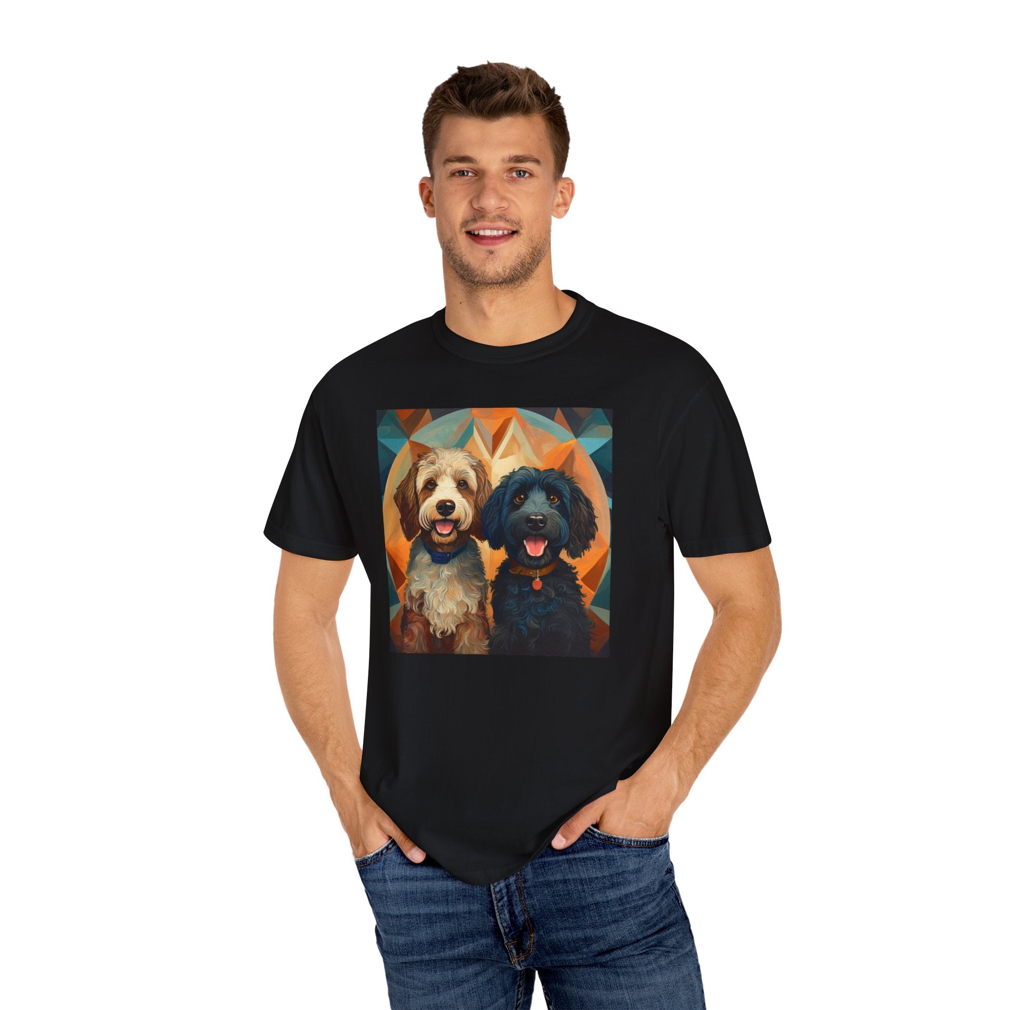 Doodles, Black & Tan Unisex Garment-Dyed T-shirt