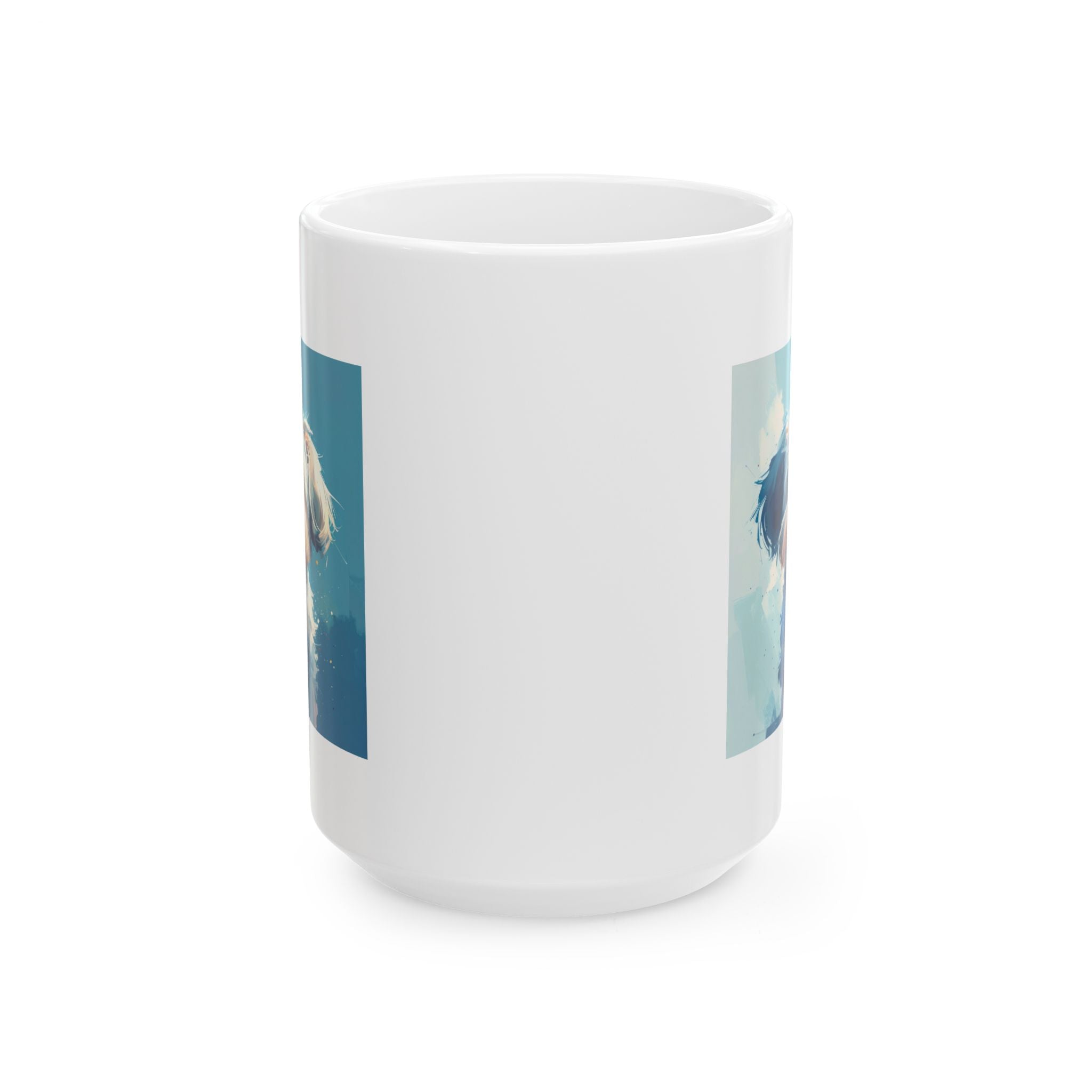 White Frost Yorkie Ceramic Mug, (11oz, 15oz)