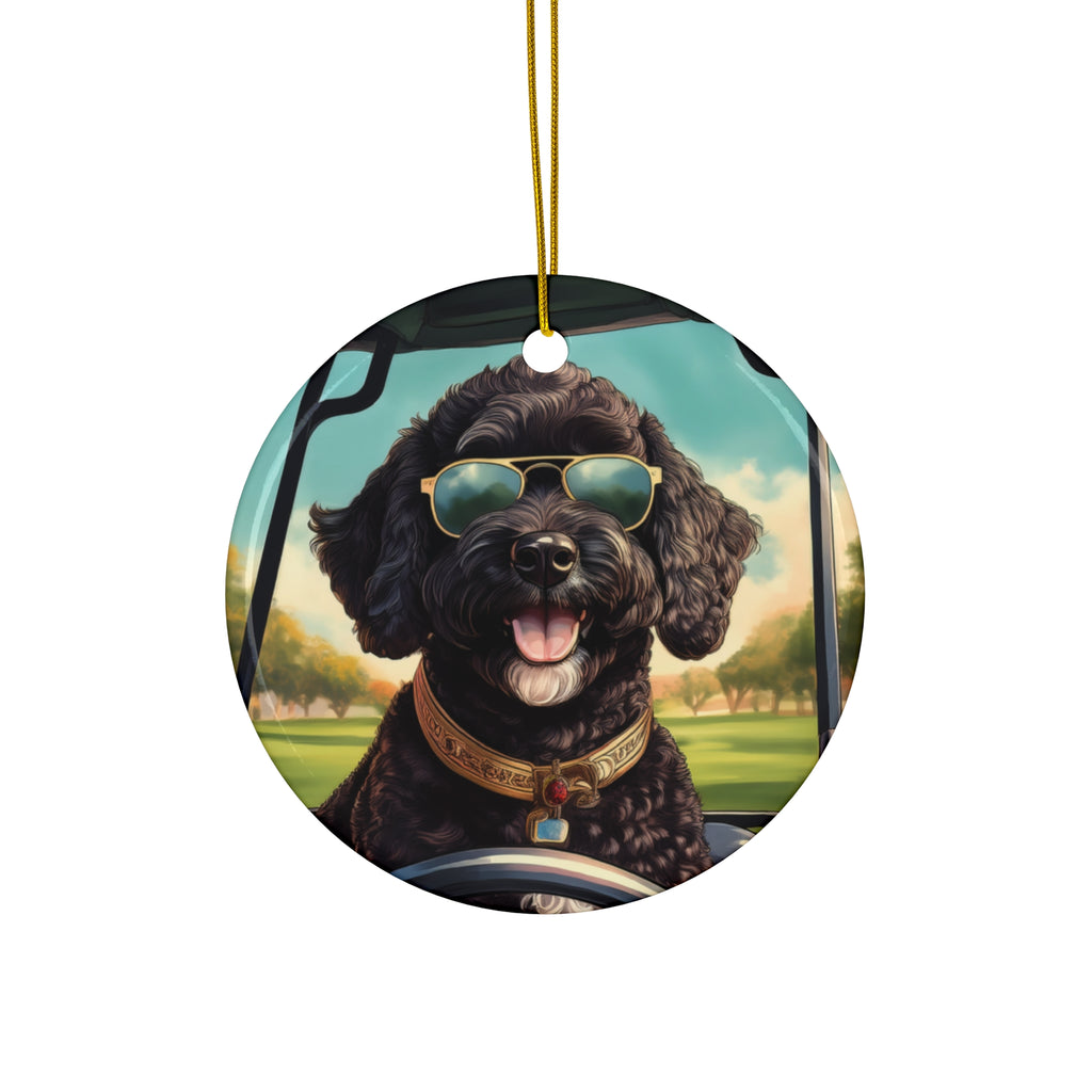 Doodle Golf Cart Ceramic Ornament