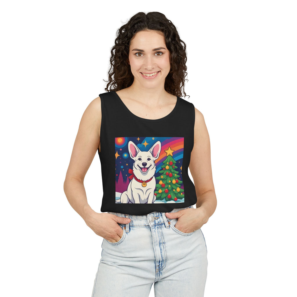 White Corgi Holiday Unisex Tank Top