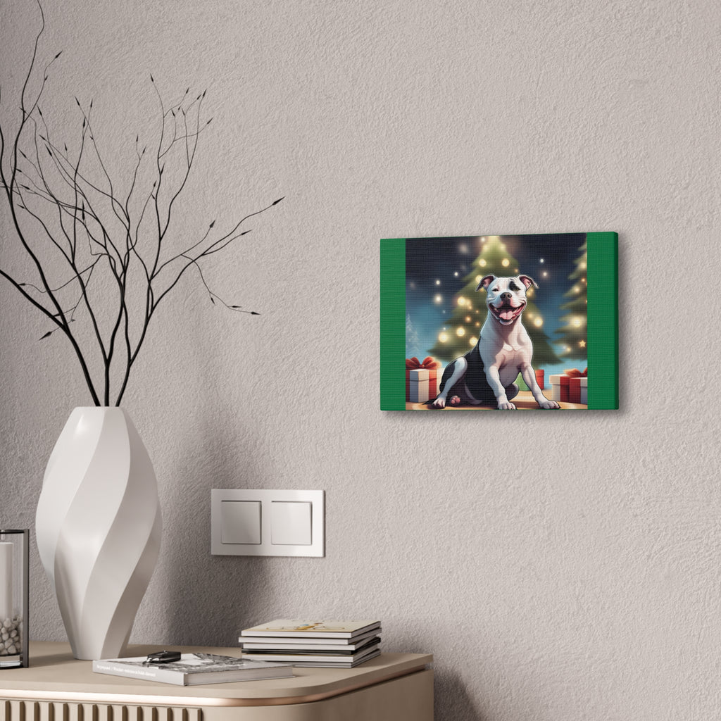 Pit Bull Holiday Canvas Stretched, 0.75"