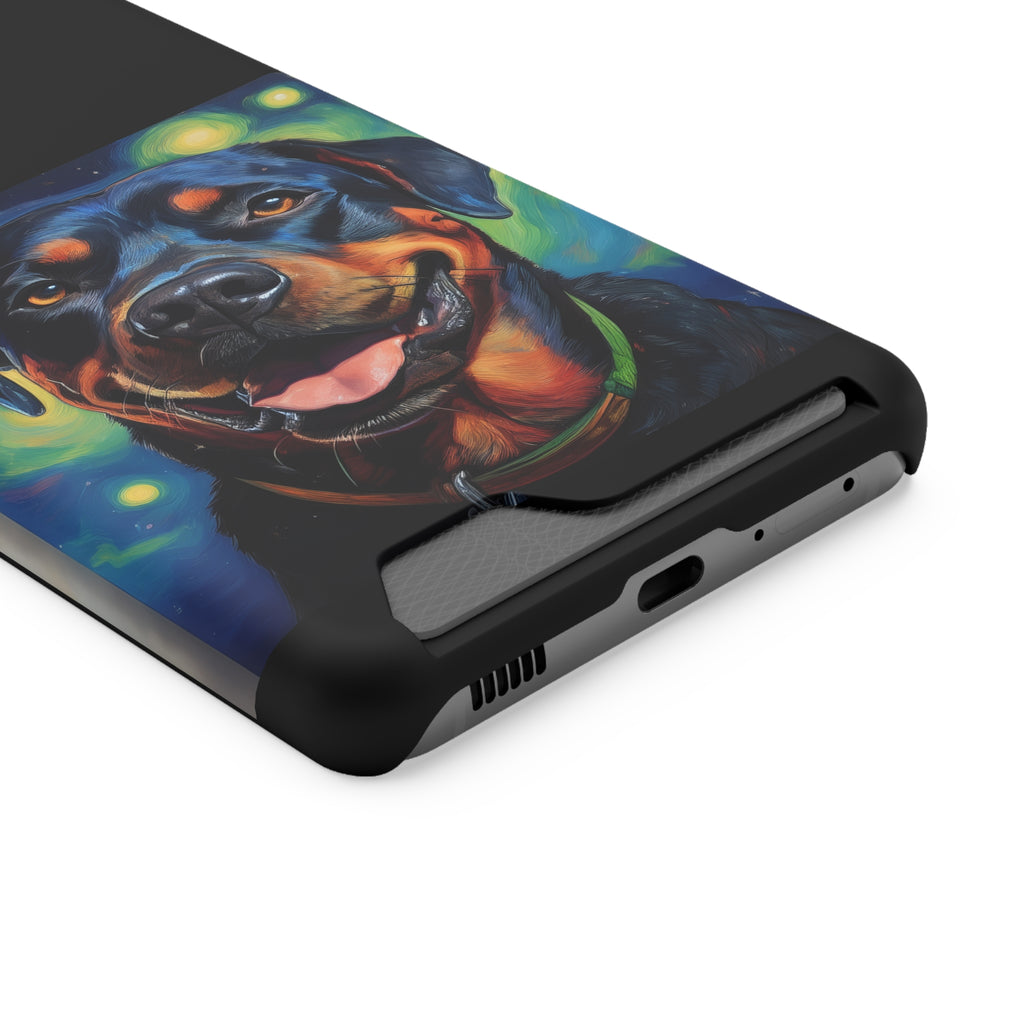 Rottweiler Stary Night Phone Case with Card Holder