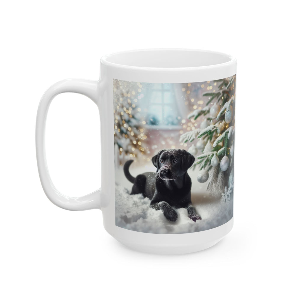 Black Lab Puppy Holiday Ceramic Mug, (11oz, 15oz)